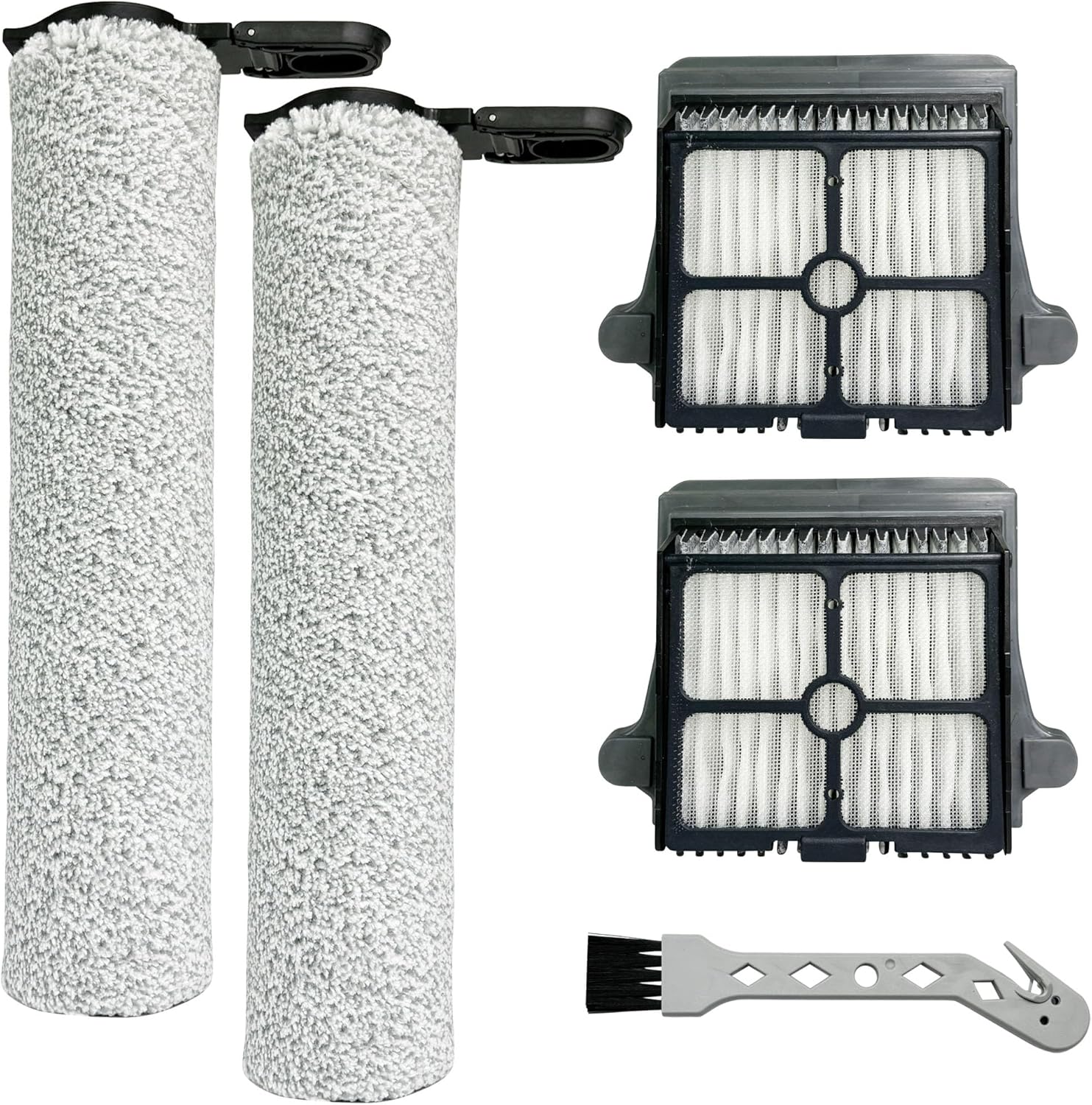 S7 Steam Brush Rollers and Filters, Replacement Parts for Tineco Floor ONE S7 Steam Cordless Wet Dry Vacuum Steam Mop All-in-One, 2 Pack Brush Rolls & HEPA Filters + 1 Pack Cleaning Tool