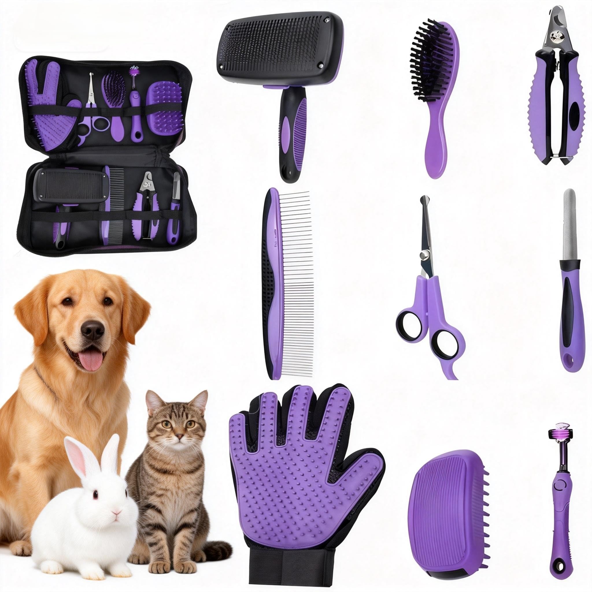 Cat & Dog Grooming Kit - 9-in-1 Pet Supplies -1