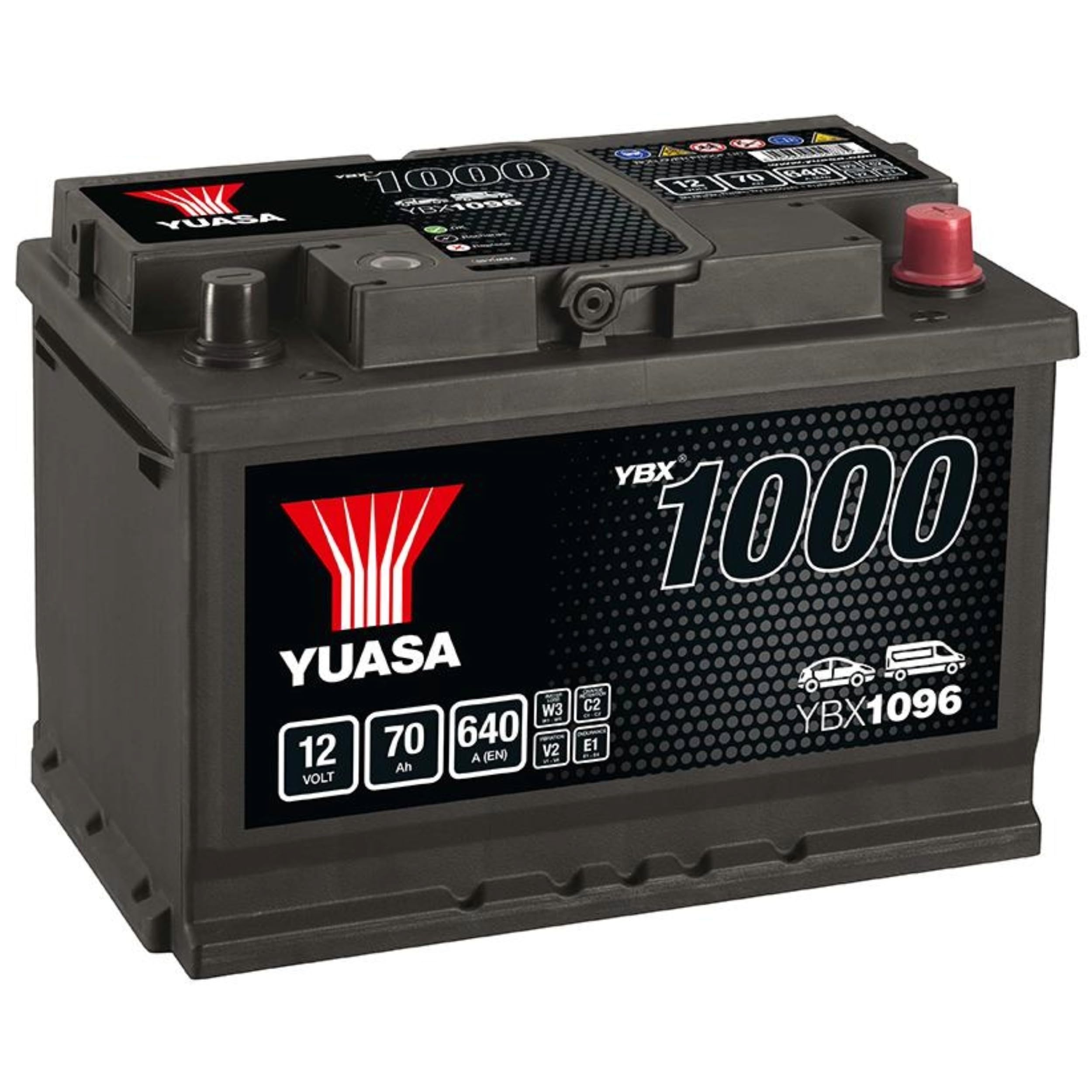 Car Battery YBX1096 Yuasa 096 640A 70Ah 3Yr Warranty 278x175x190
