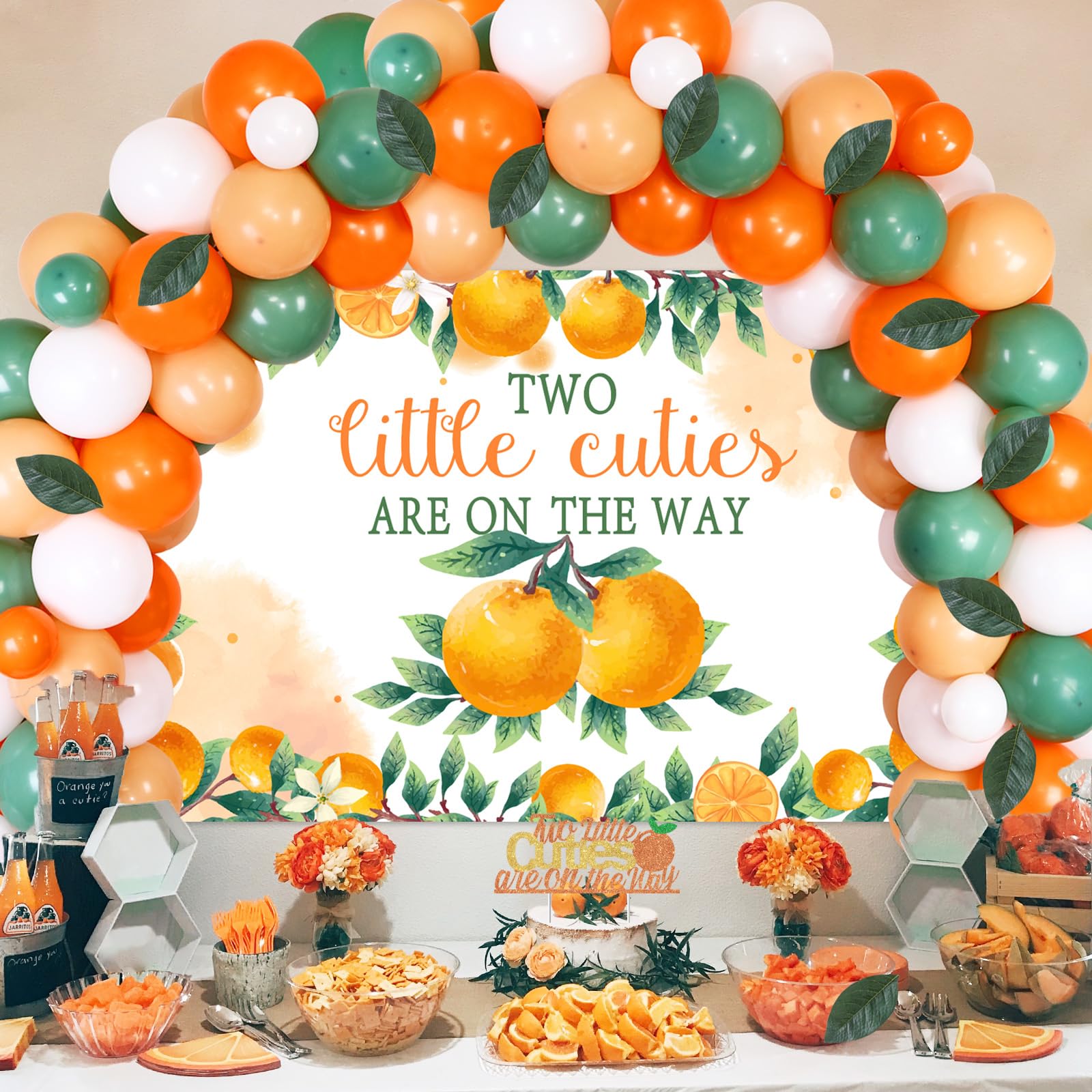 2-Pack Orange "Little Cutie" Party Tablecloths - 86.6x51.2 Inch, Waterproof PE, For Baby Shower & Birthday - View #11