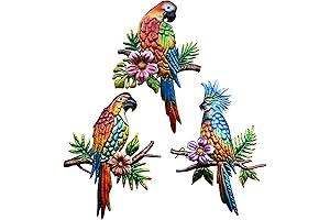J-Fly Parrot Tropical Wall Art Decor - Vivid Hues of Parrot Wall Decor