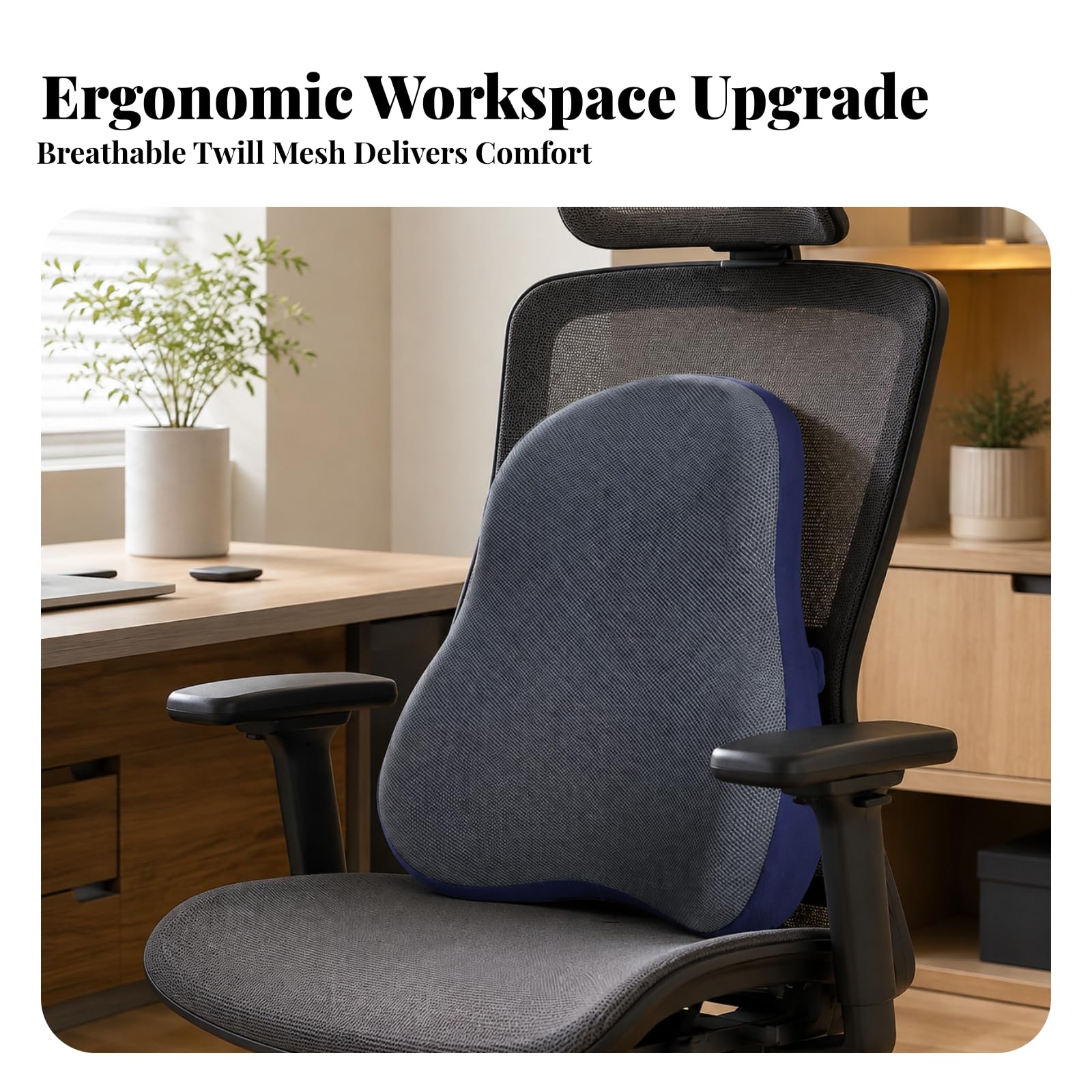 Cuscino per Schiena Sfoderabile | Design Eromico Sagomato, Cuscino Lombare in Memory Foam, Tessuto Traspirante a Rete, per Casa, Autisti, Studenti, Grigio Chiaro