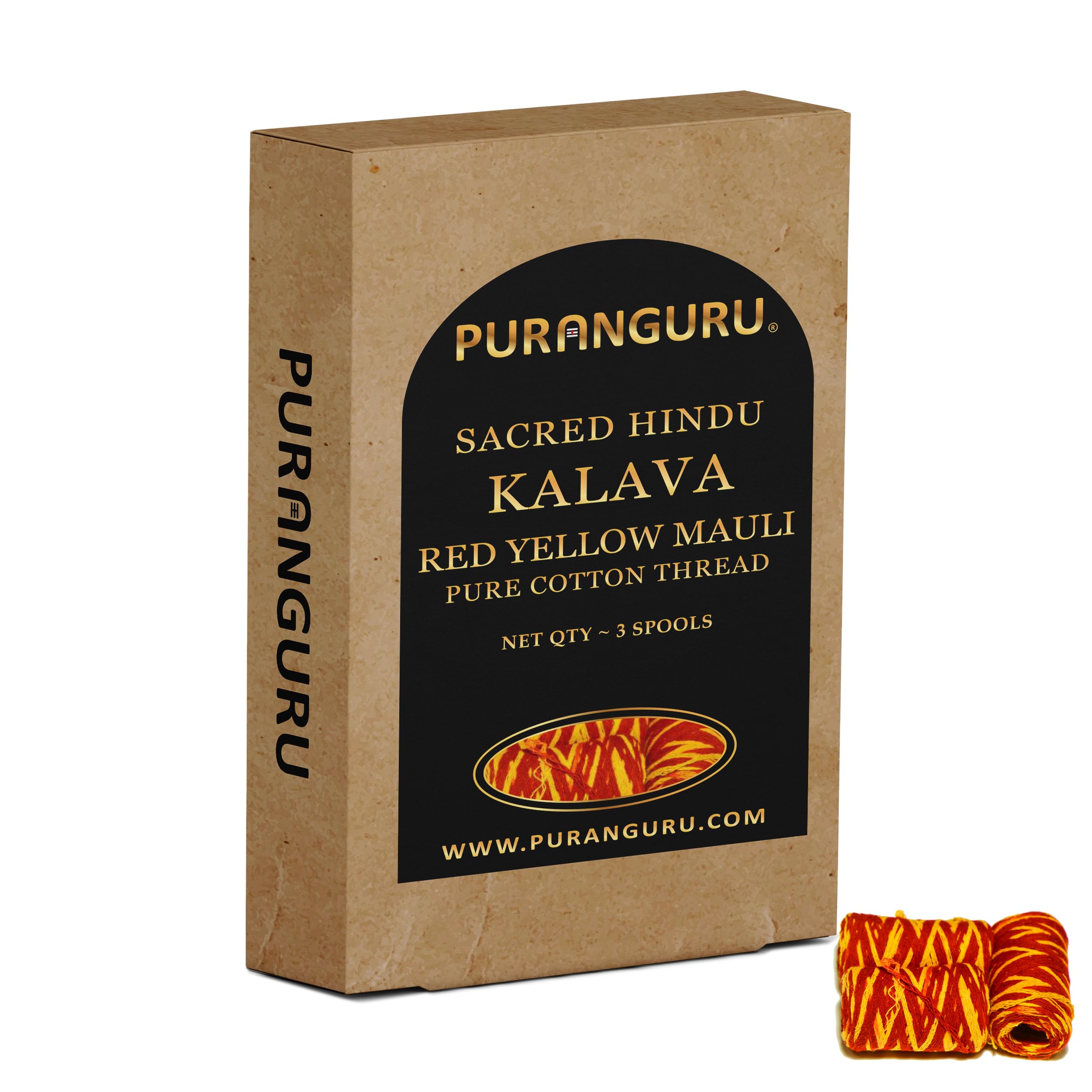 Handmade Red Yellow Kalava Moli Thread | 3 Spools x 50 Meters | Pure Cotton Kalawa Mauli | Religious Puja Rakhi Dhaaga | Sacred Hindu Pooja Nadachhadi Raksha Sutra | Wrist Band Laccha Roll