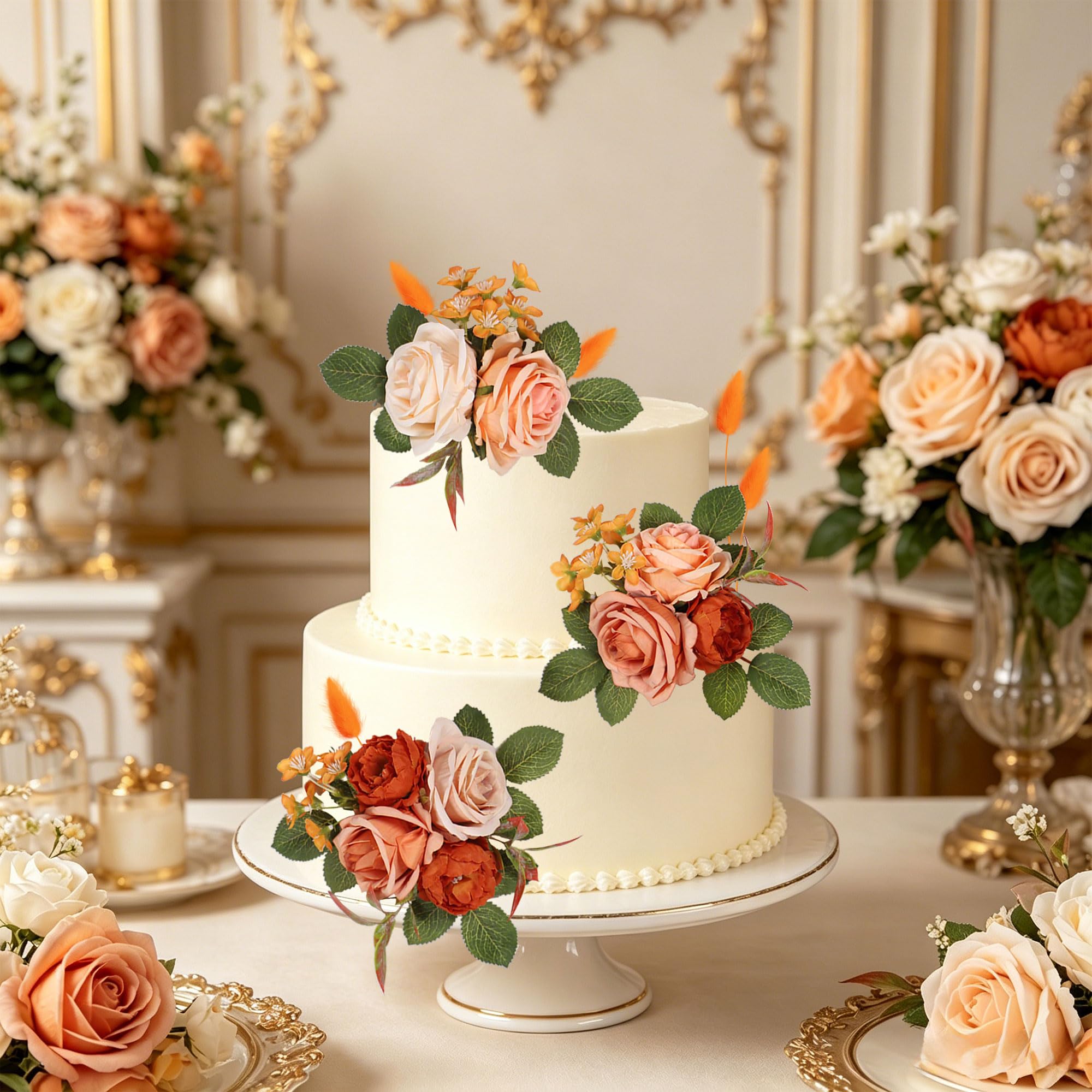 Thirty and Thirsty Wedding Flowers Cake Toppers Rose Flowers for Cake Decorating Artificial Cake Flowers for Wedding Anniversary Birthday Party Home Decor