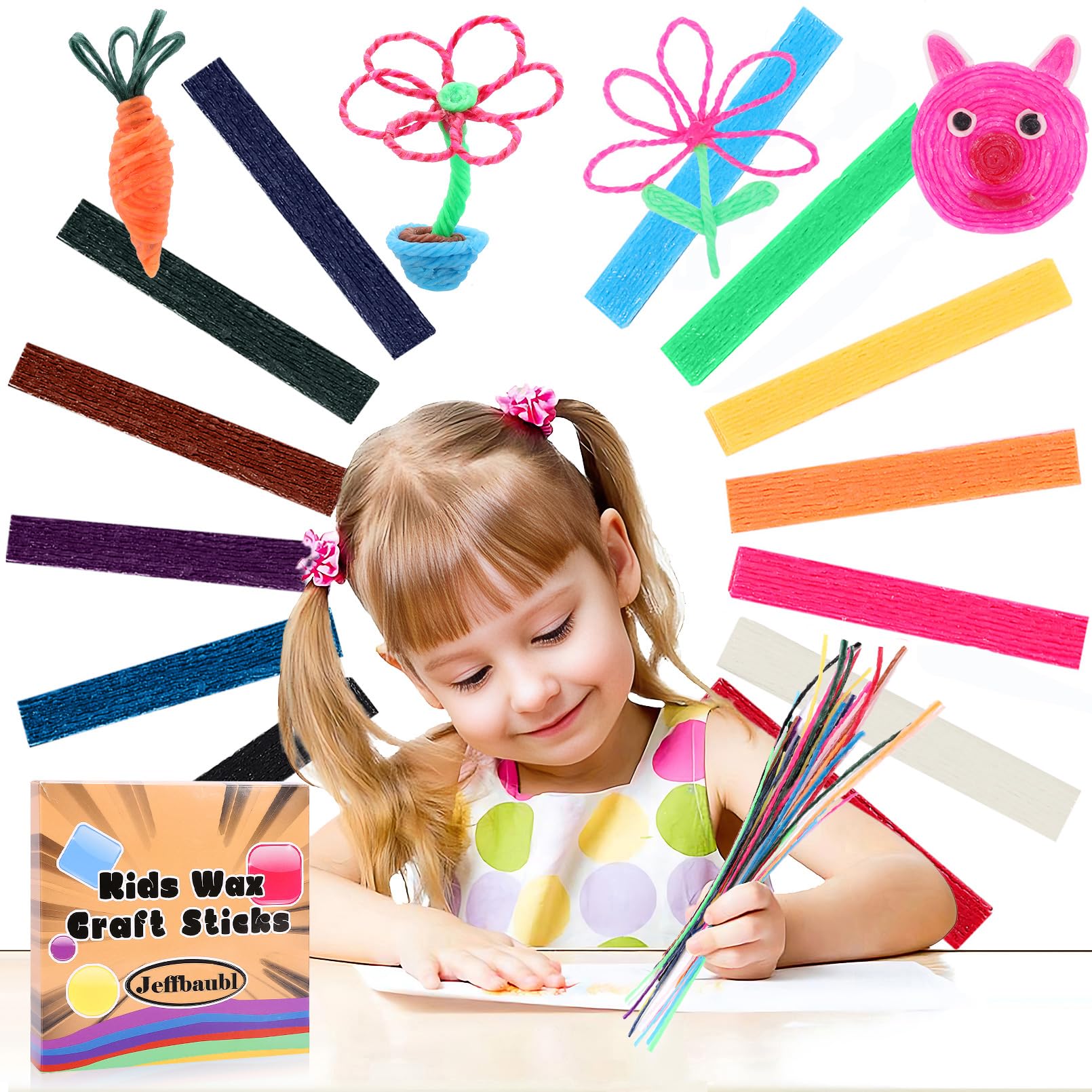 Jeffbaubl Wax Craft Sticks,500Pcs Bendable Sticky Wax Yarn Sticks,Reusable Molding Sculpting Sticks,Wax Sticks for Kids Crafts DIY Art Supplies,13 Colors