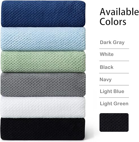 Miniatura 8 de Juego de toallas de baño negras de 8 piezas, 2 toallas de baño grandes de gran tamaño, 2 toallas de mano y 4 toallas faciales, juego de toallas de