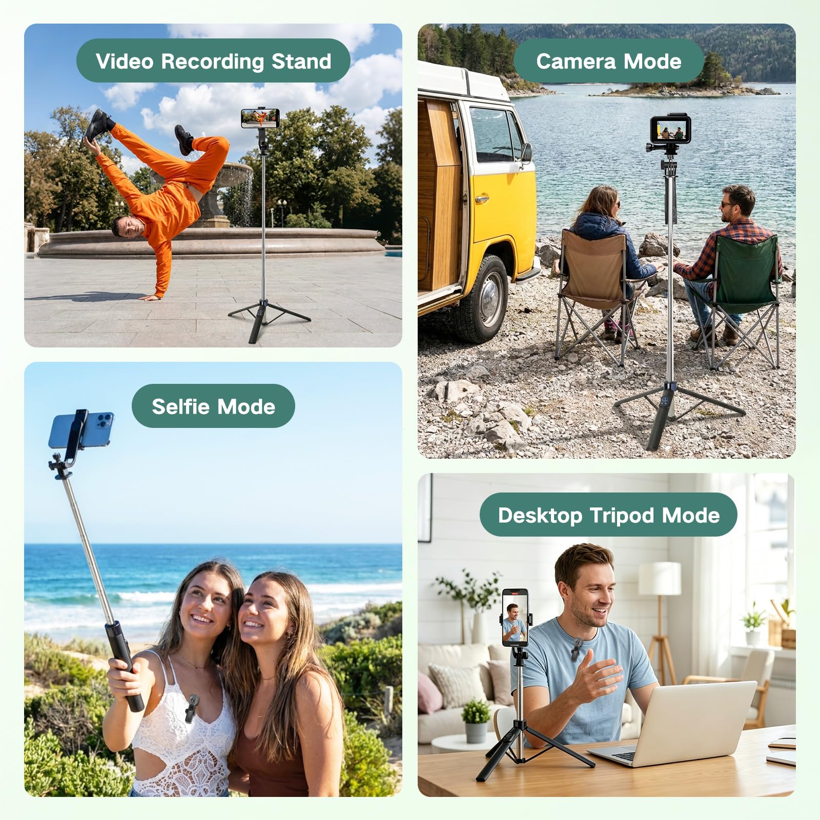 Bastone per selfie da 180 cm, con 2 luci e microfono, kit per vlogging per iPhone/Android, treppiede per smartphone, attrezzatura per creatore di contenuti