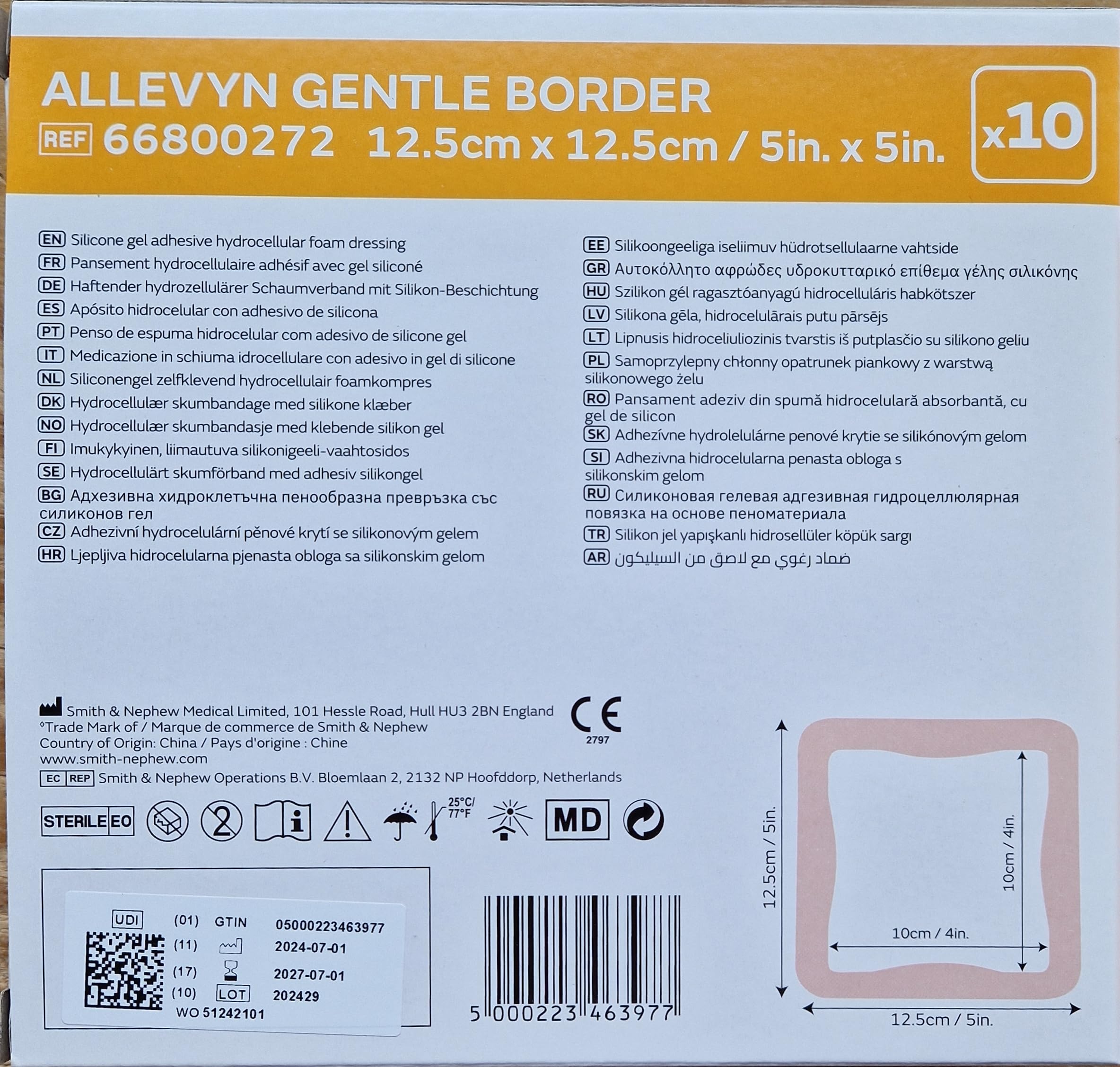 ALLEVYN GENTLE BOR12,5X12,5 10