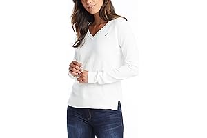 Women's Effortless J-Class V-Neck 100% Cotton Sweater