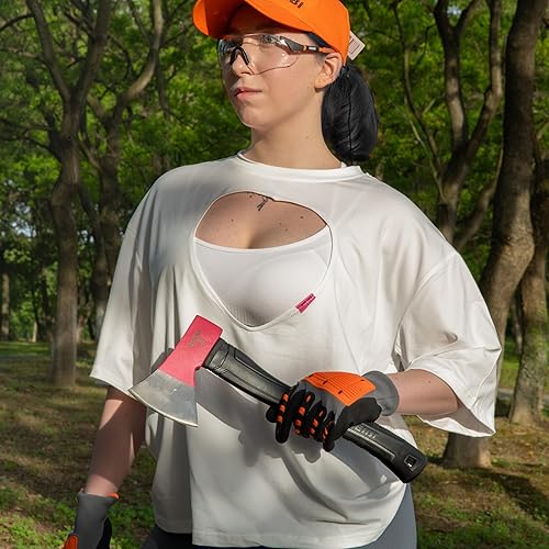 Vista 17 de KSEIBI Hacha de camping al aire libre con funda para dividir y encender madera, hoja de acero forjado con mango antideslizante y reducción