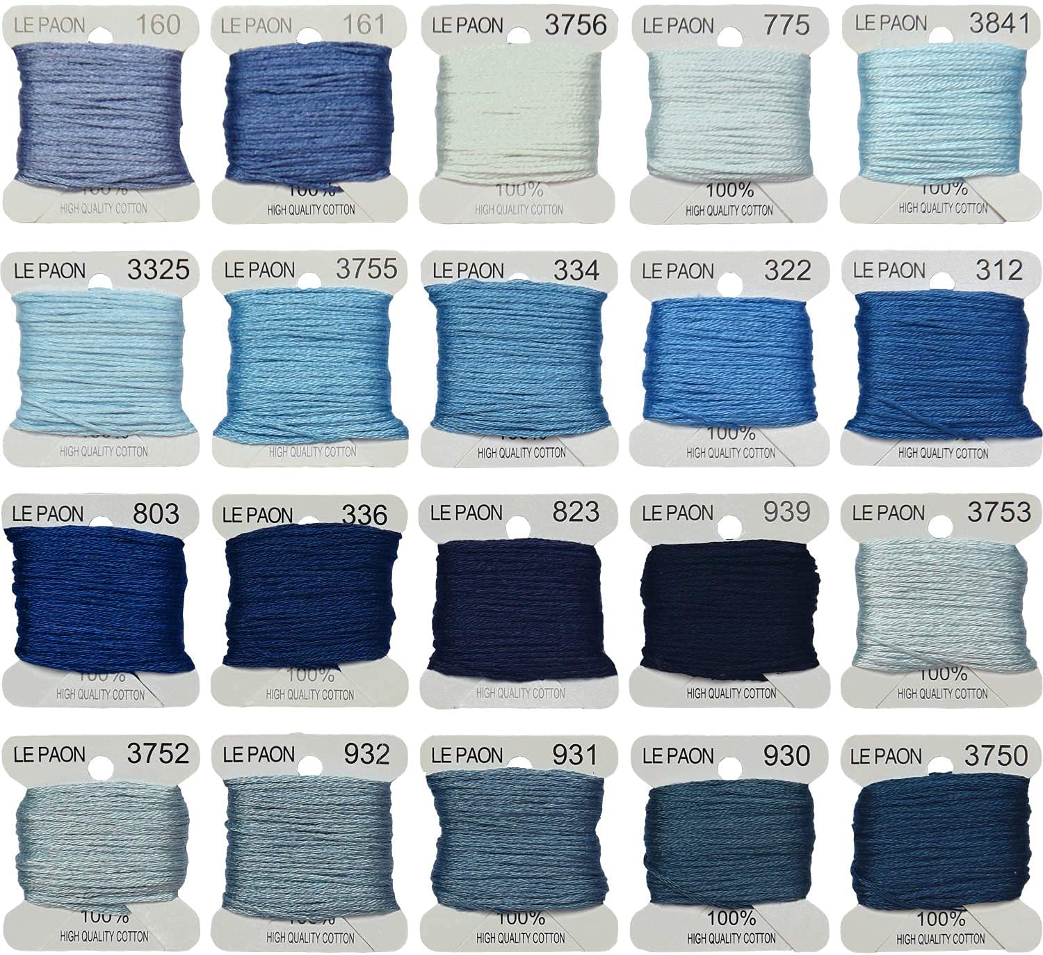 Embroidery Floss bobbins - Cross Stitch Threads - Friendship Bracelets Floss - Crafts Floss - 20 Bobbins Per Pack Embroidery Floss, Electric Blue Gradient