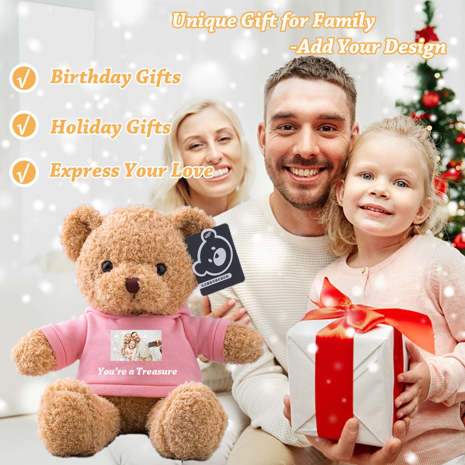 Personalisiertes Teddybär-Geschenk – 20 Cm Plüschbär Mit Eigenem Text/Foto, Für Valentinstag & Geburtstag