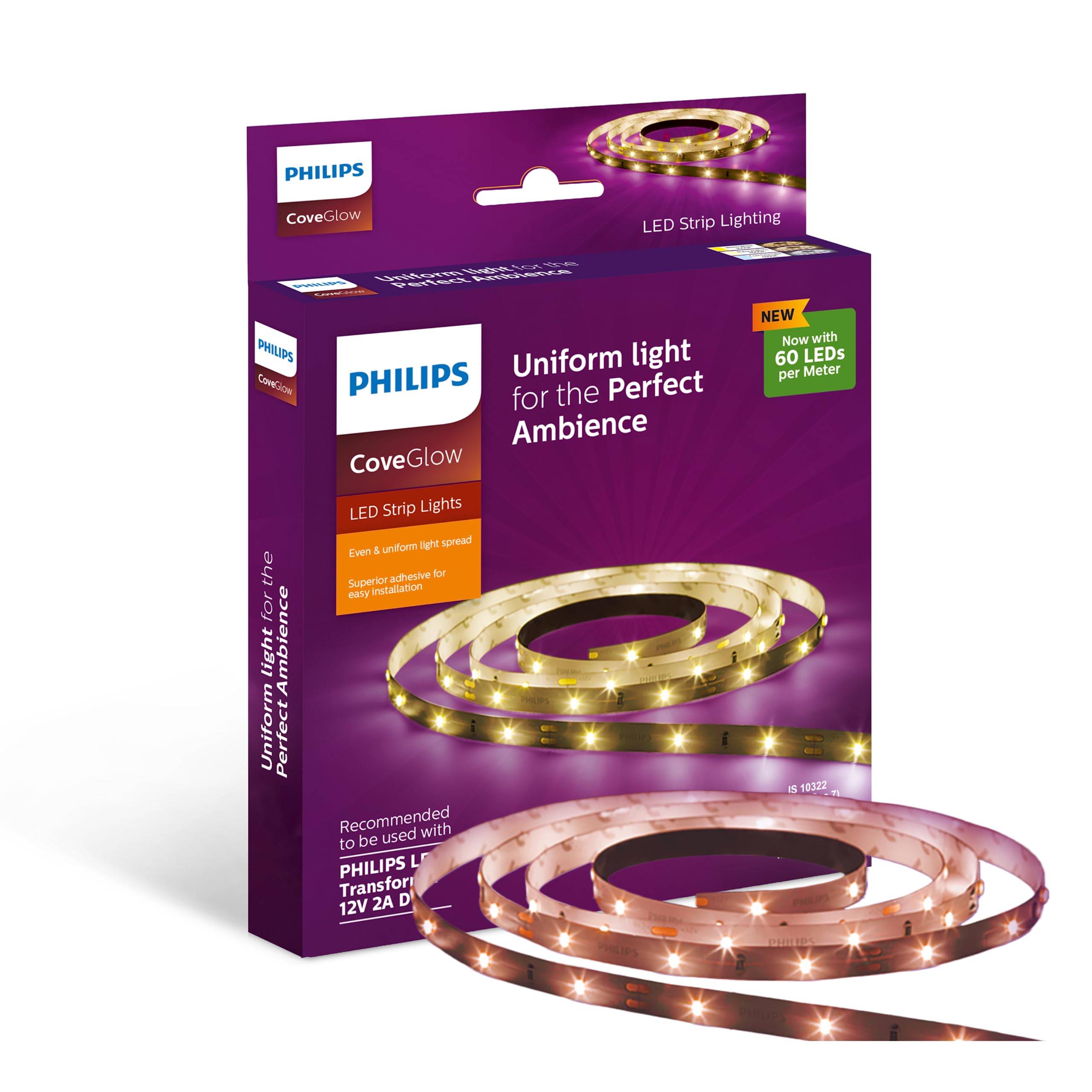 PHILIPS Polycarbonate LED Cove Light for Ceiling|5-Meter LED Strip Light for Home Decoration|CoveGlow, Natural White|Pack of 1 (Driver Required Separately)