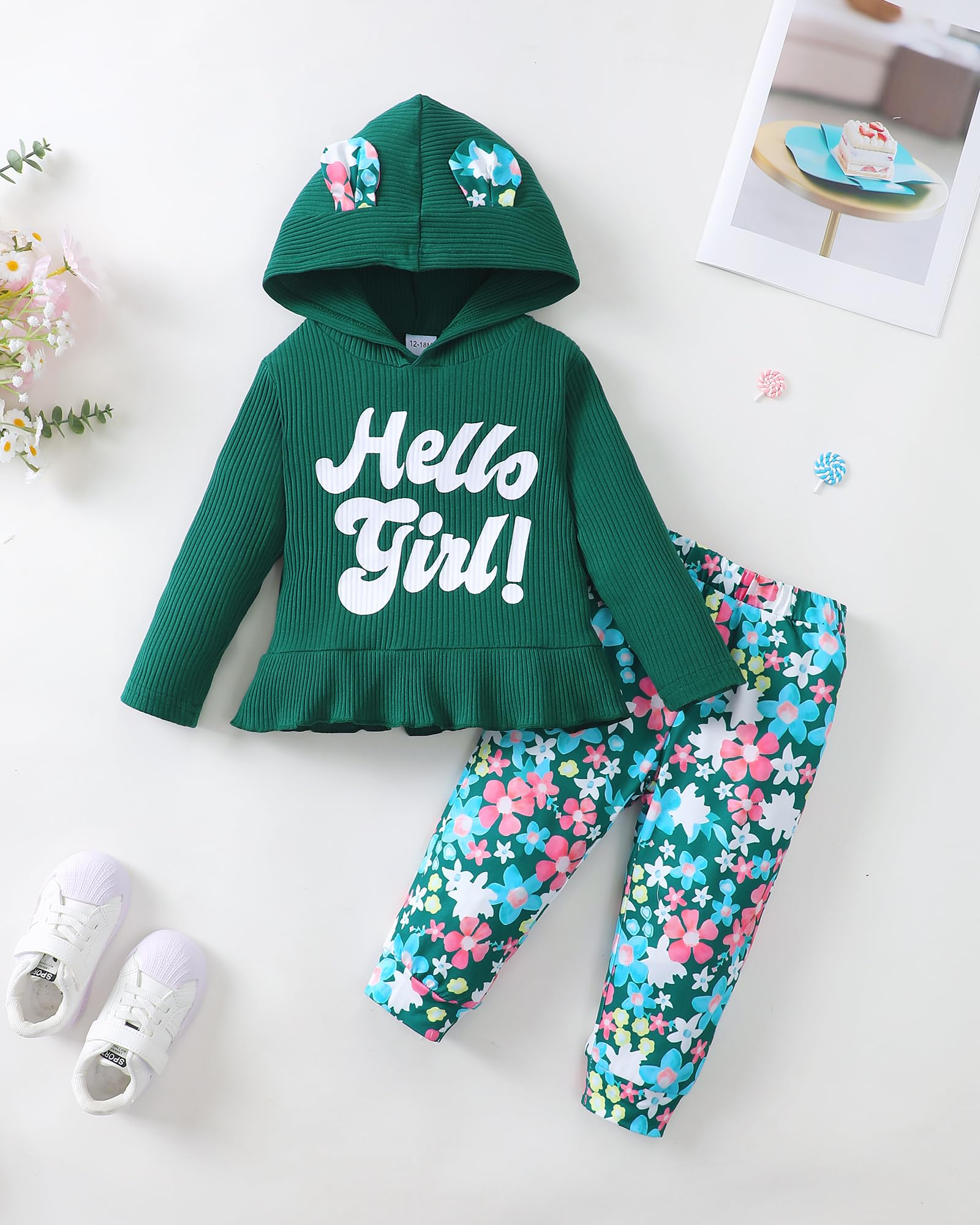 Condition photo showing New/Like New for Mioglrie Toddler Baby Girl Clothes Fall Winter Sweatsuit Newborn Sweatshirt Sweat Pant Sets Outfits Infant Girls Clothing