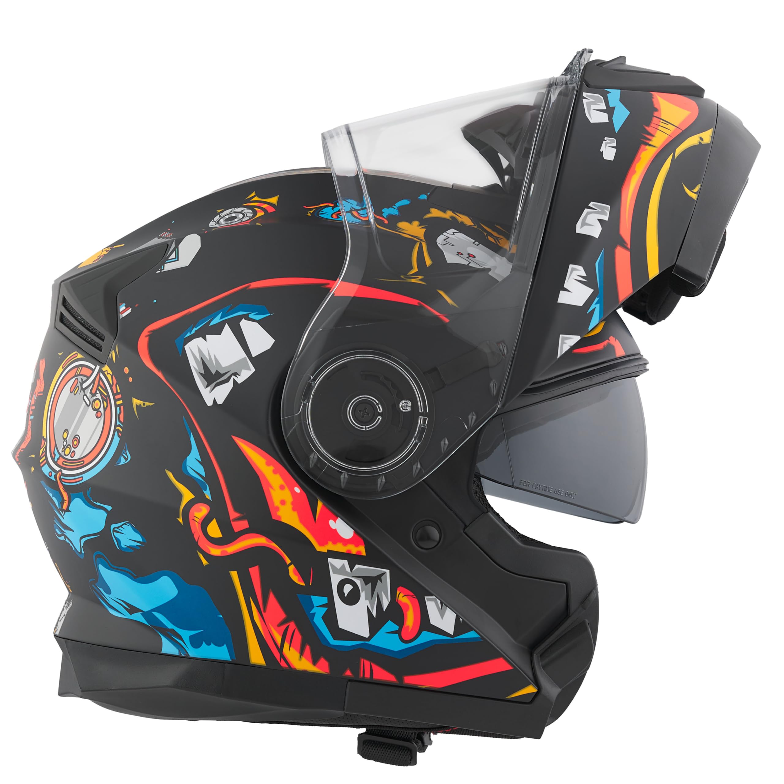 Casco Moto Modulare BHR 836 FLIP-UP, Casco Moto Apribile Omologato ECE 22.06 Con Schermo Parasole, Doppia Visiera Antigraffio e Sgancio Micrometrico, Utilizzo Touring e Cittadino, Zombie Black XS