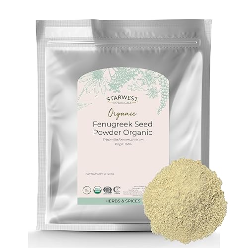 Starwest Botanicals Polvo de semillas de fenogreco orgánico, especias secas para condimentar y cocinar, uso para curry, té, guiso y pan, sabor dulce