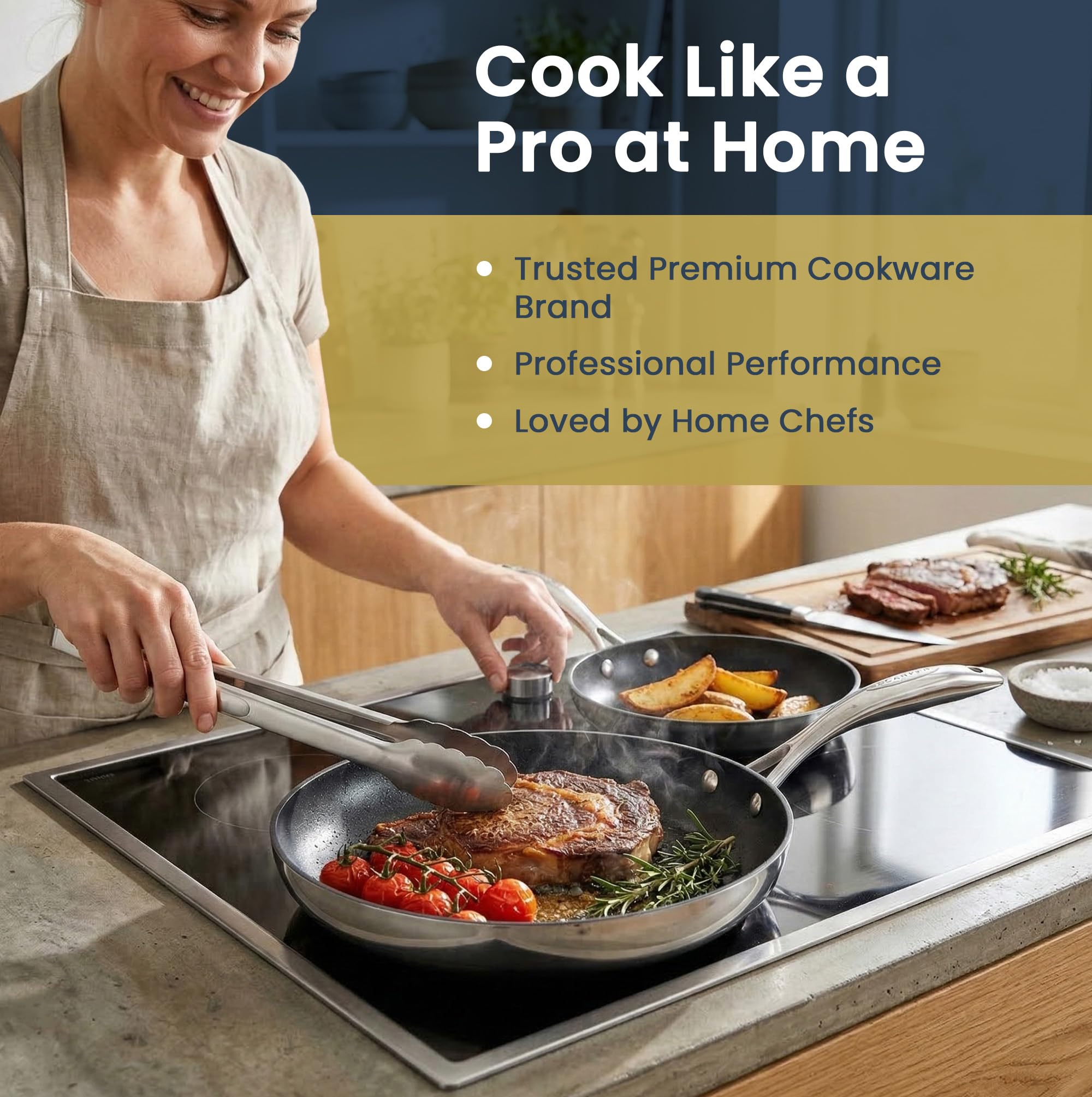 SCANPAN HaptIQ Nonstick Fry Pan Set, 20/26cm, Professional 5-Ply