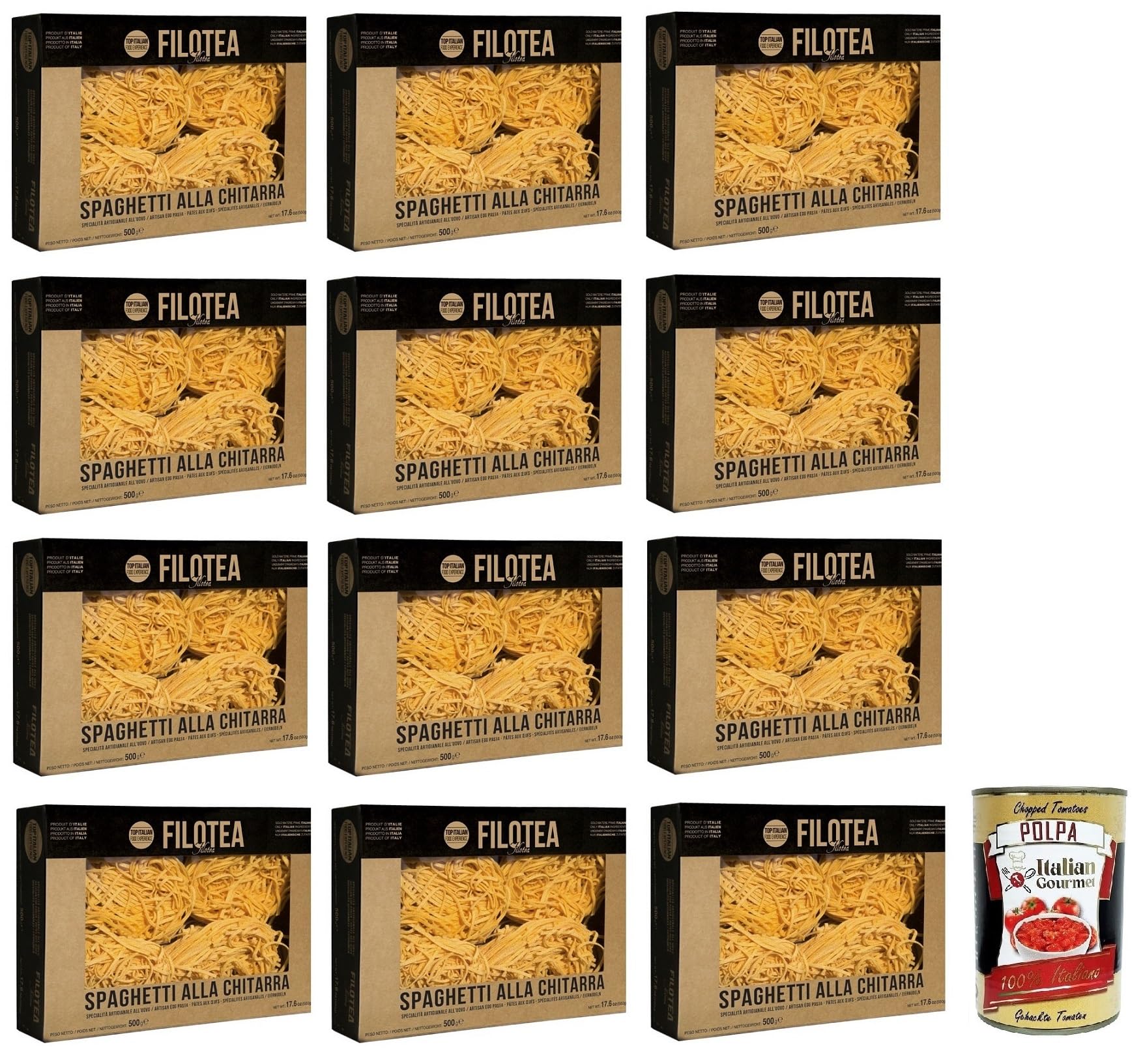 Italian Gourmet Spaghetti alla Chitarra Pasta all'Uovo 12 x 500g Eiernudeln