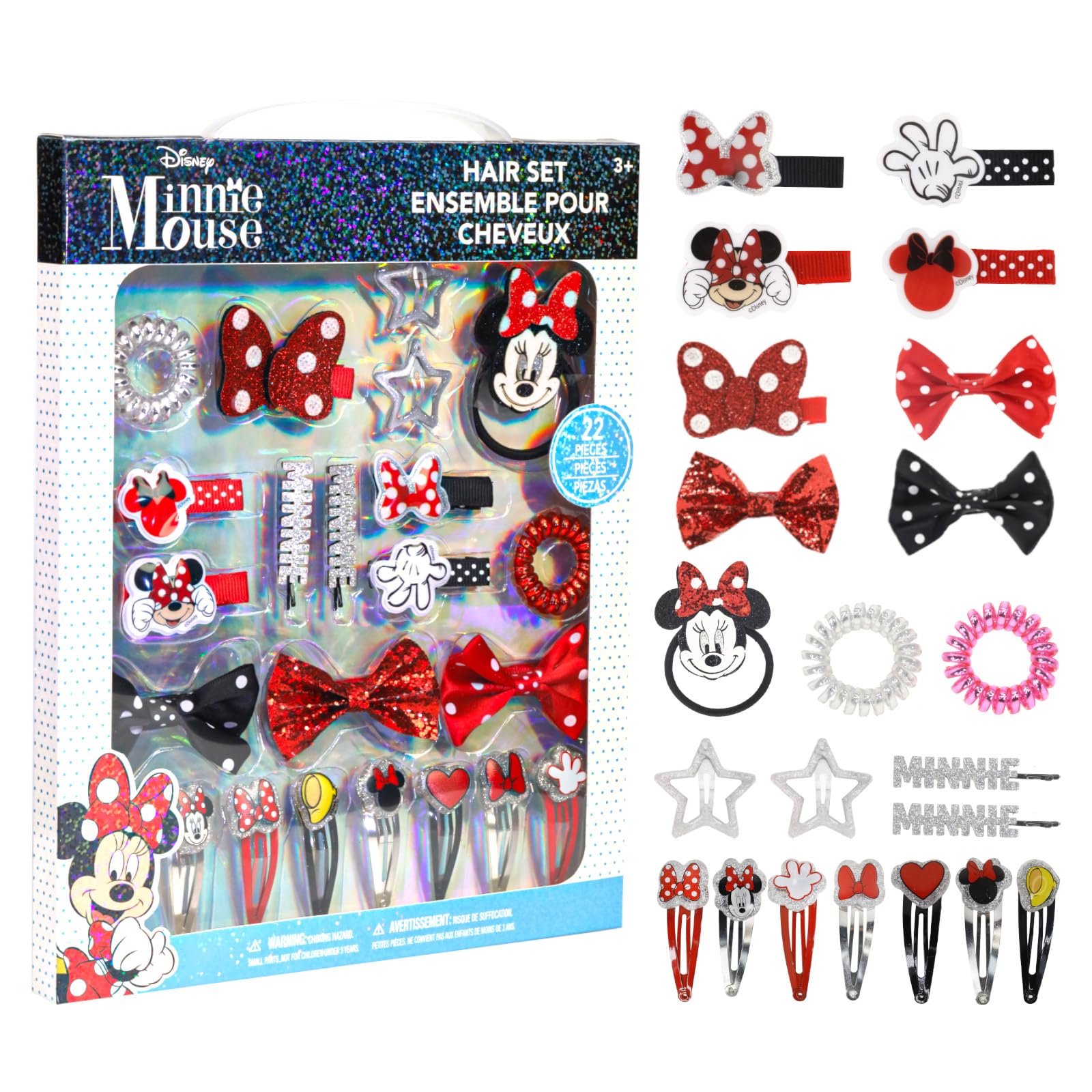 Disney Minnie Mouse Hair Accessories for Girls | Gift Set Includes Hair Bow, Hair Clip, Hair Tie & More | Birthday Gifts for Ages 3+ by Townley Girl