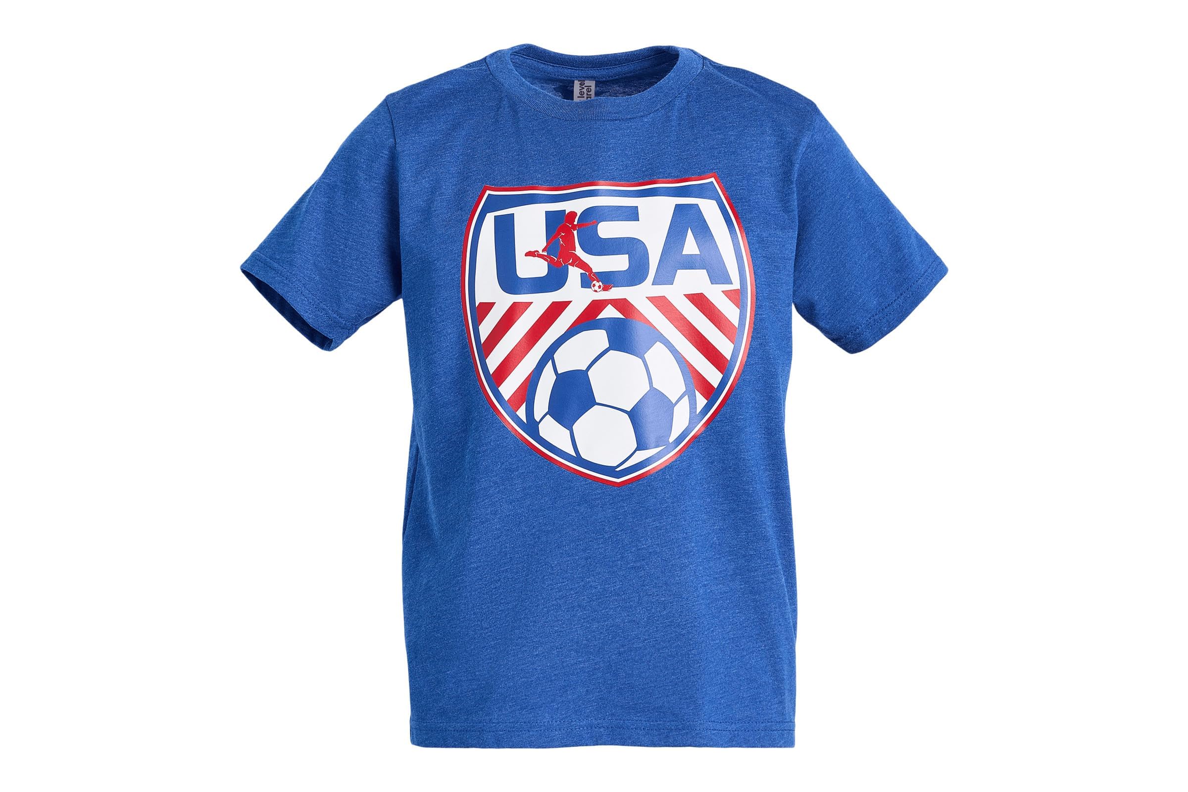 Chalktalk Sports Kids Soccer Short Sleeve T-Shirt - Soccer USA (Little Kid) royal blue