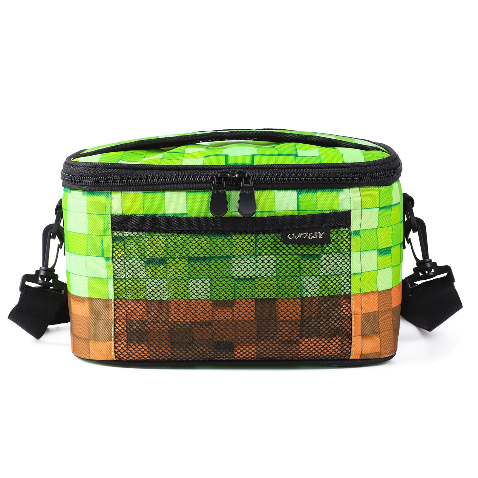 ONTESY Lunch Bag for Boys Girls, Thermal Insulated Lunch Box Small Cooler Bentbox Food Carrier for Kids Reusable Lunch Pail with Shoulder Strap for Work School Picnic (Mine-craft), SLB001