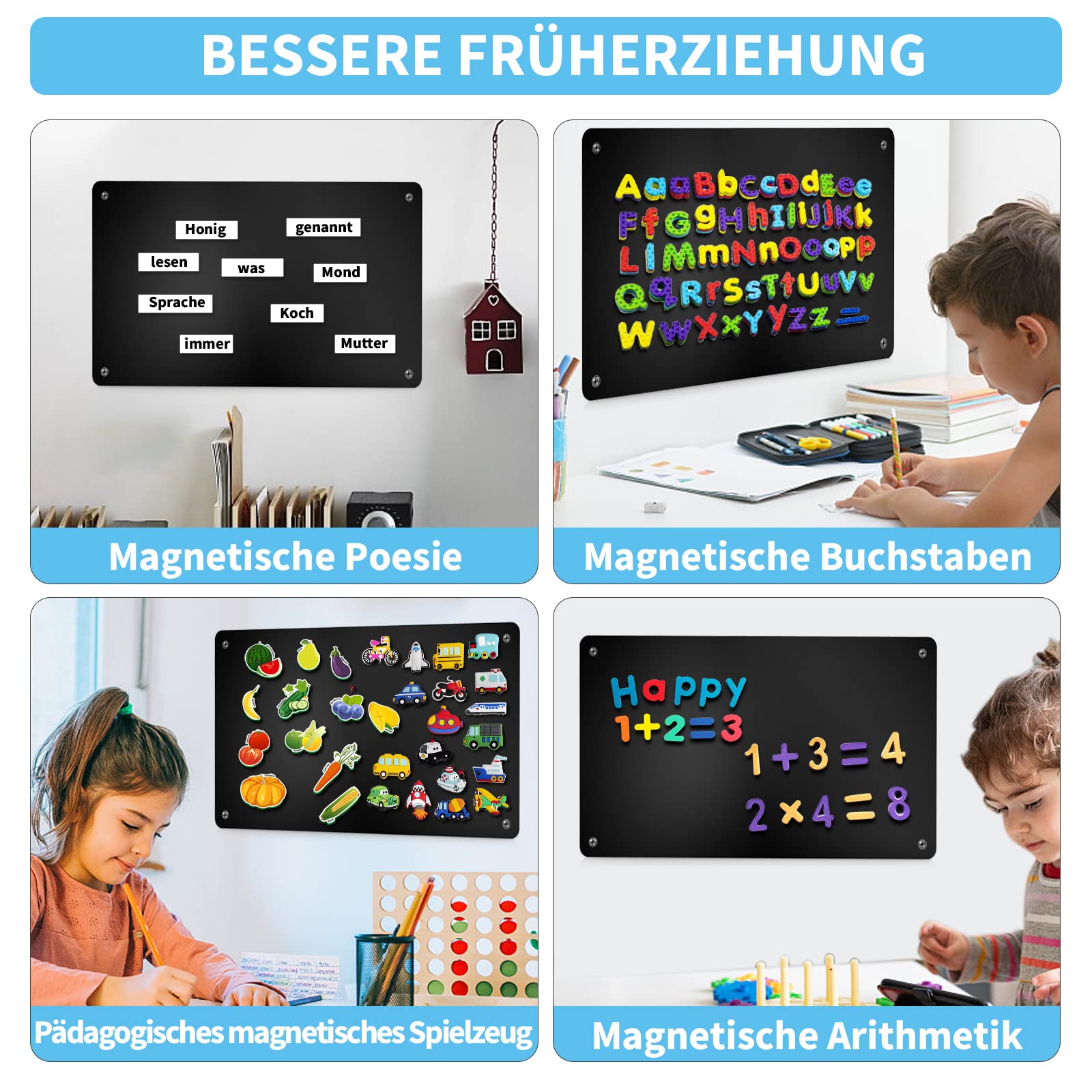 VidaLife Magneetbord voor aan de wand 50x50 cm glas