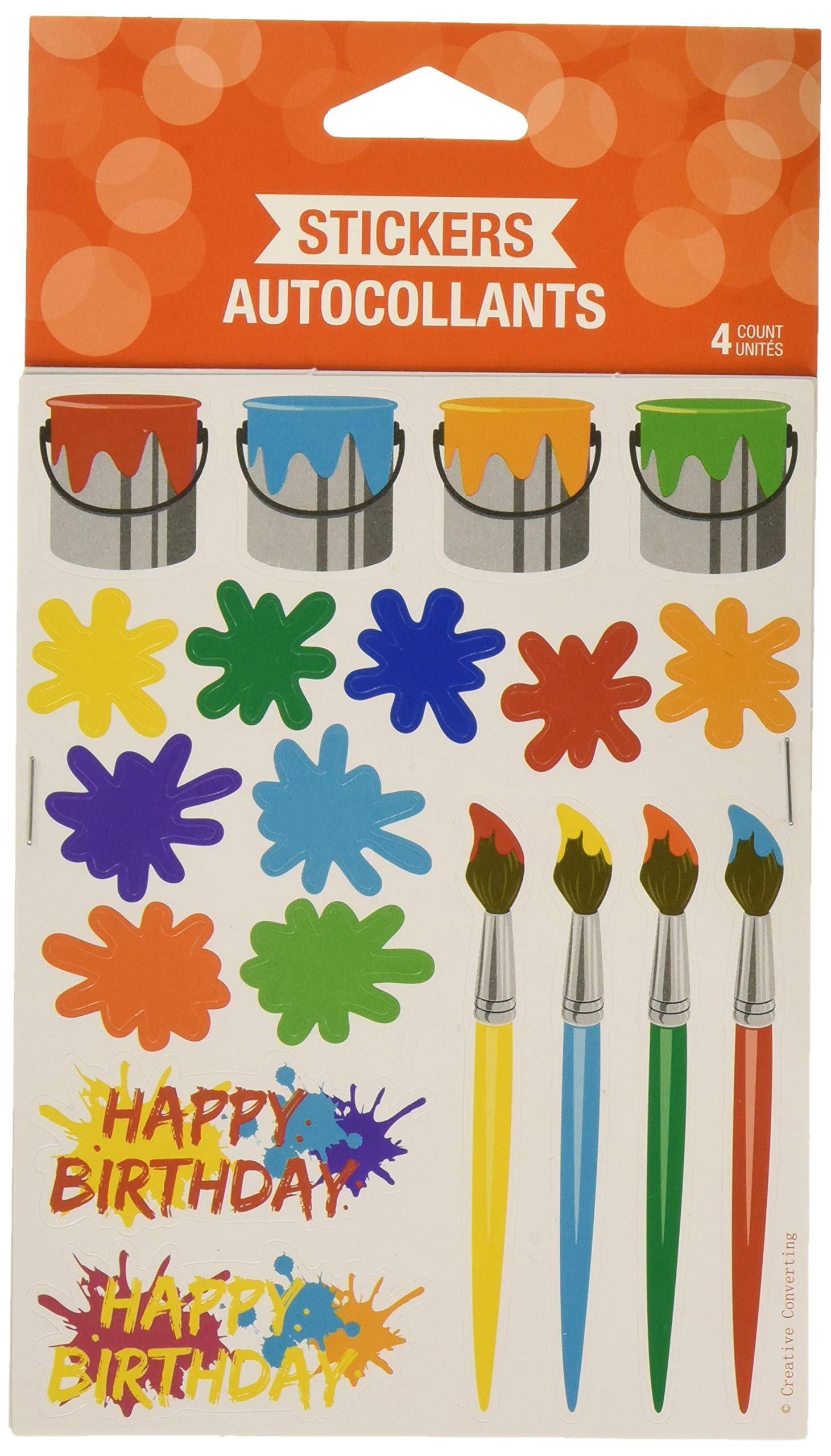 Creative Converting Art Party Value Stickers Pack Of 4-317732, Multi Color