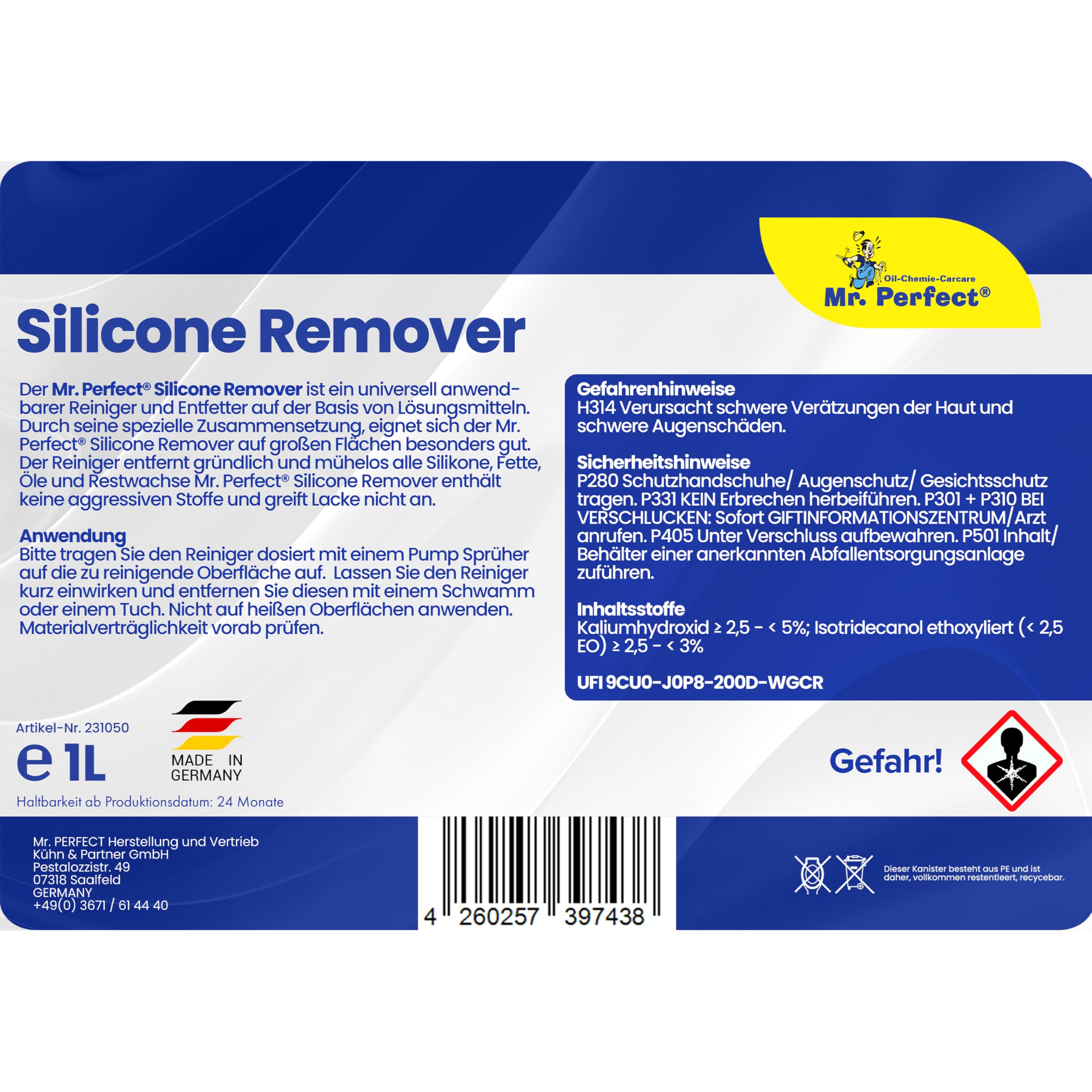 Mr. Perfect® - Silikonentferner 6x1l | Wachsentferner für Autolack| Der Silikonreiniger entfernt mühelos Fette, Öle & Silikon | Effektive Reinigung | Für große Flächen geeignet