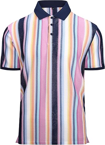 Alex Vando Mens Lace Polo Shirts Fashion Vibrant Short Sleeve Casual Shirts for Men