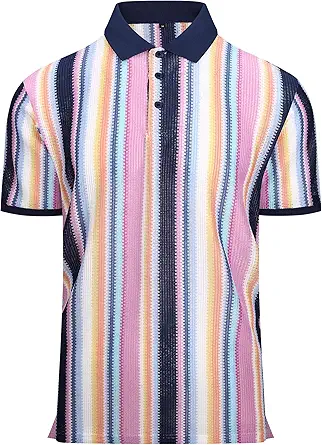 Alex Vando Mens Lace Polo Shirts Fashion Vibrant Short Sleeve Casual Shirts for Men