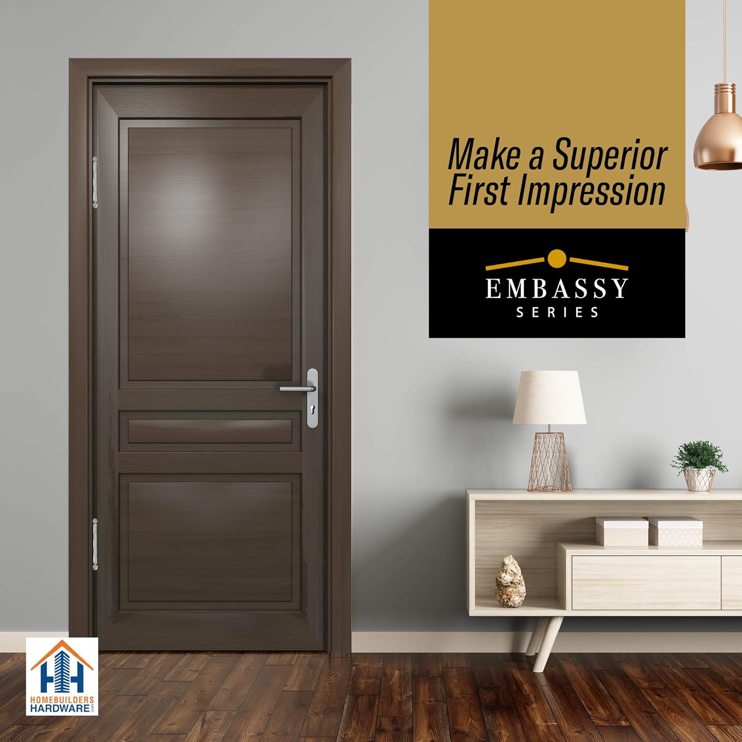 Embassy Door Hinge Solid Brass – 3.5 x 3.5 Inch, Heavy Duty, Polished Chrome, Ball Bearings, Rust Resistant Stainless Steel Pin, Architectural Designer Grade, Home Improvement, 3 Pack
