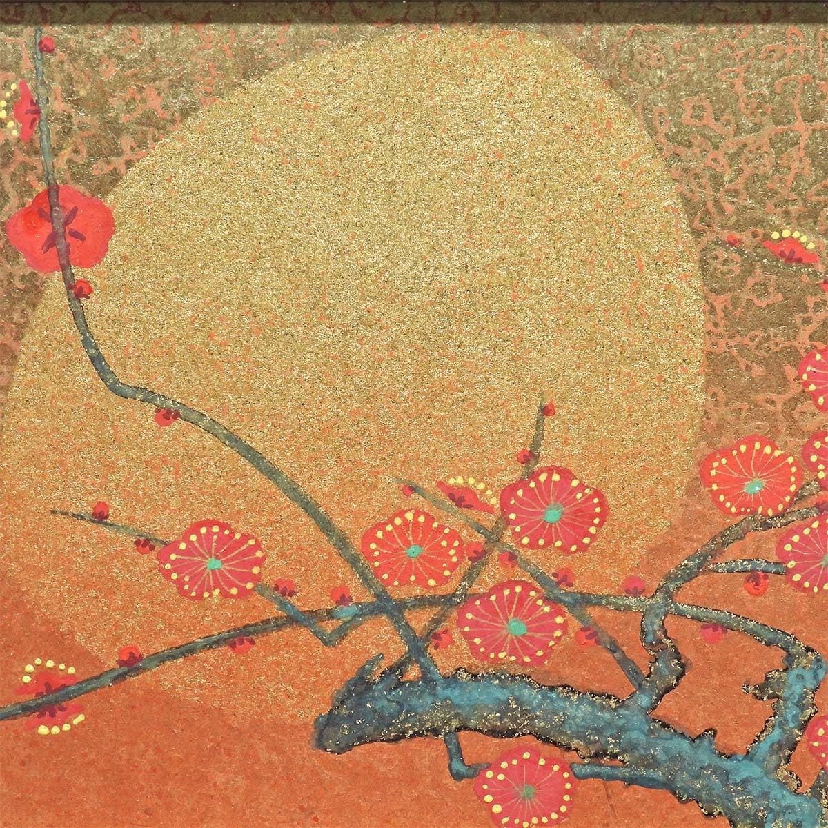 Amazon.co.jp: 石踊達也 紅白梅 紙本彩色SM 風景画 静物画 花 月 共