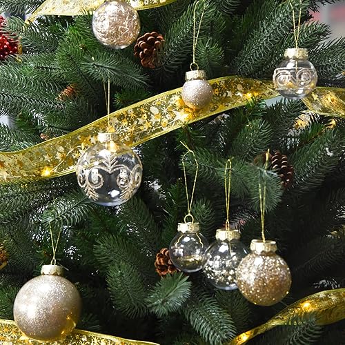 Miniatura 6 de Juego de 30 adornos de bolas de Navidad, decoración de árbol de Navidad de plástico inastillable, 7 estilos, adornos decorativos colgantes de