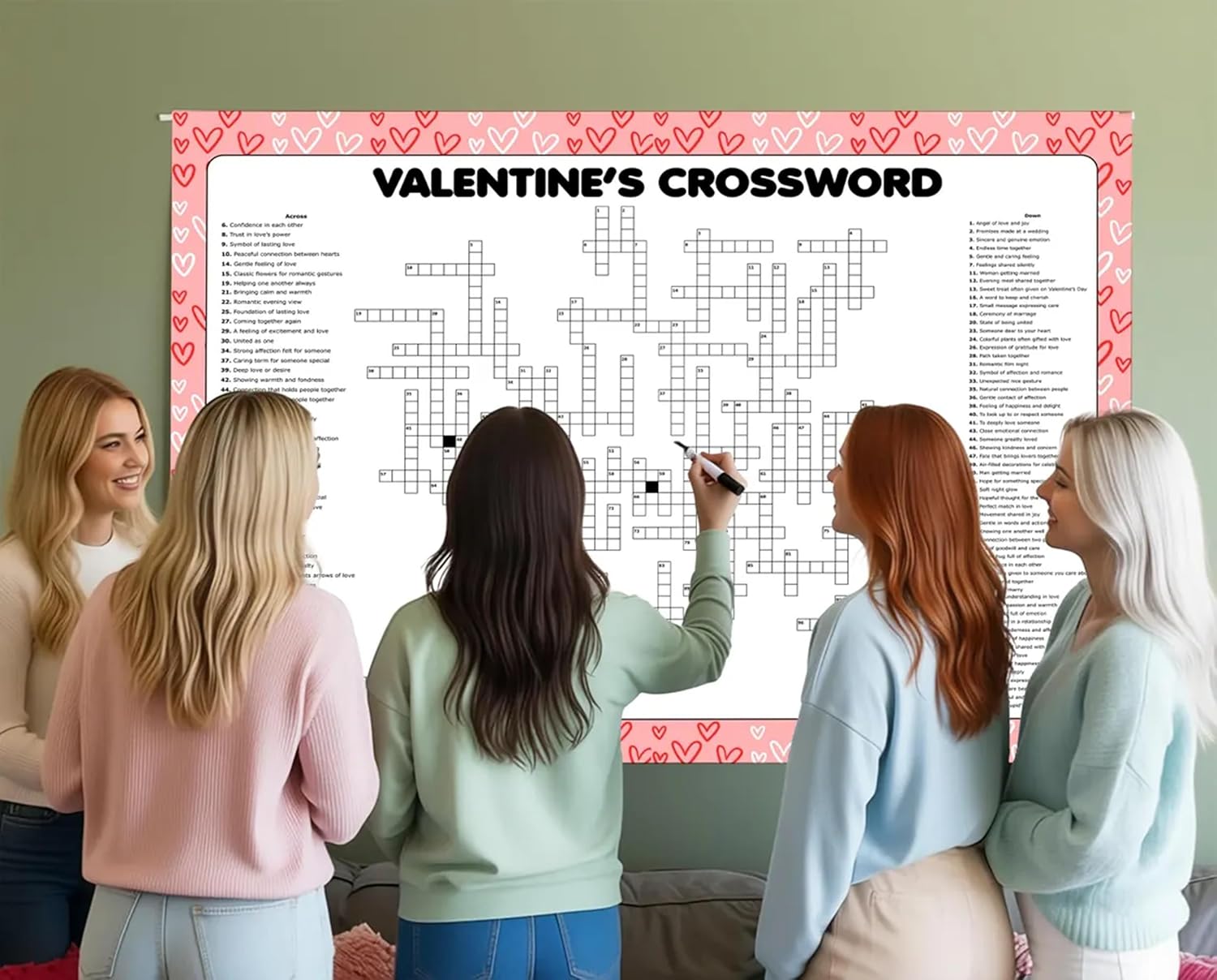 Valentine's Day Crossword Puzzle, Giant Word Find, Large Poster, Different Things, Minimalist Gathering Activity, Multiple Sizes (24 x 32 inches) - Image 2