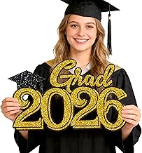 Graduation Party Decorations for Class of 2026 - Gold Grad 2026 Wood Sign Photo Prop for Class of 2026 College High School Graduation Party Supplies