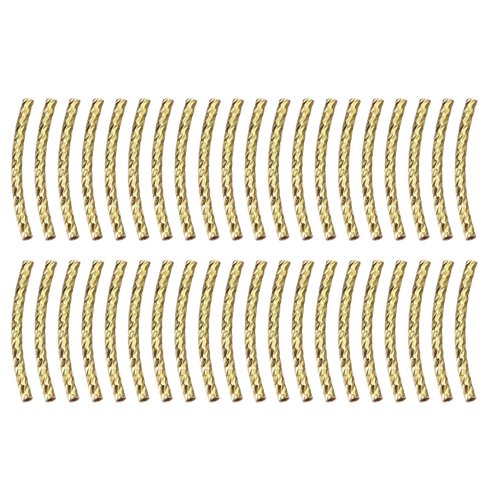 Uxcell 100Pcs Brass Curved Tube Beads - 1x10mm Gold Tone Spacer Beads For Jewelry Making & Crafts