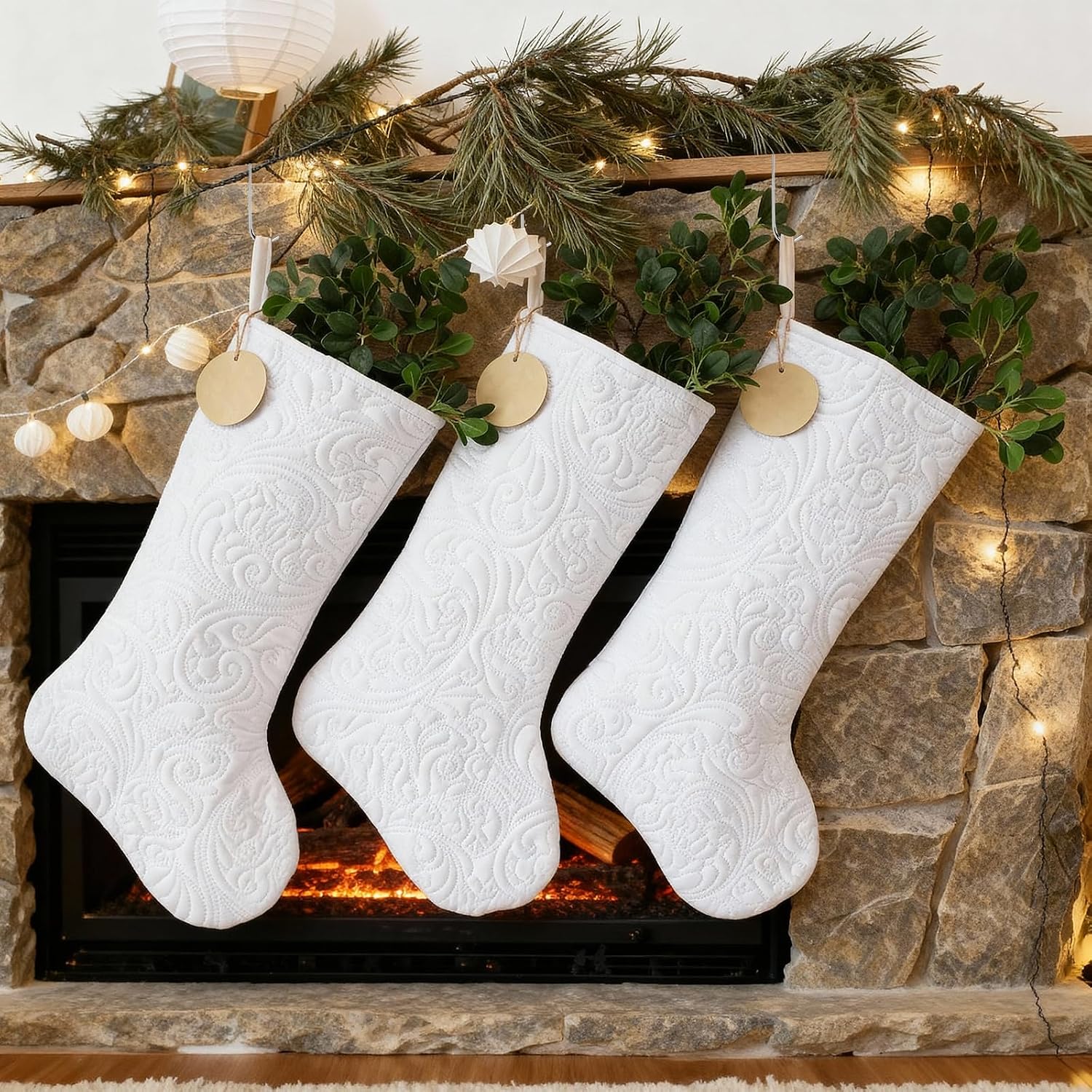 Amazon.com: Etistta Christmas Stockings 20 inch Set of 3 with Name Tag
