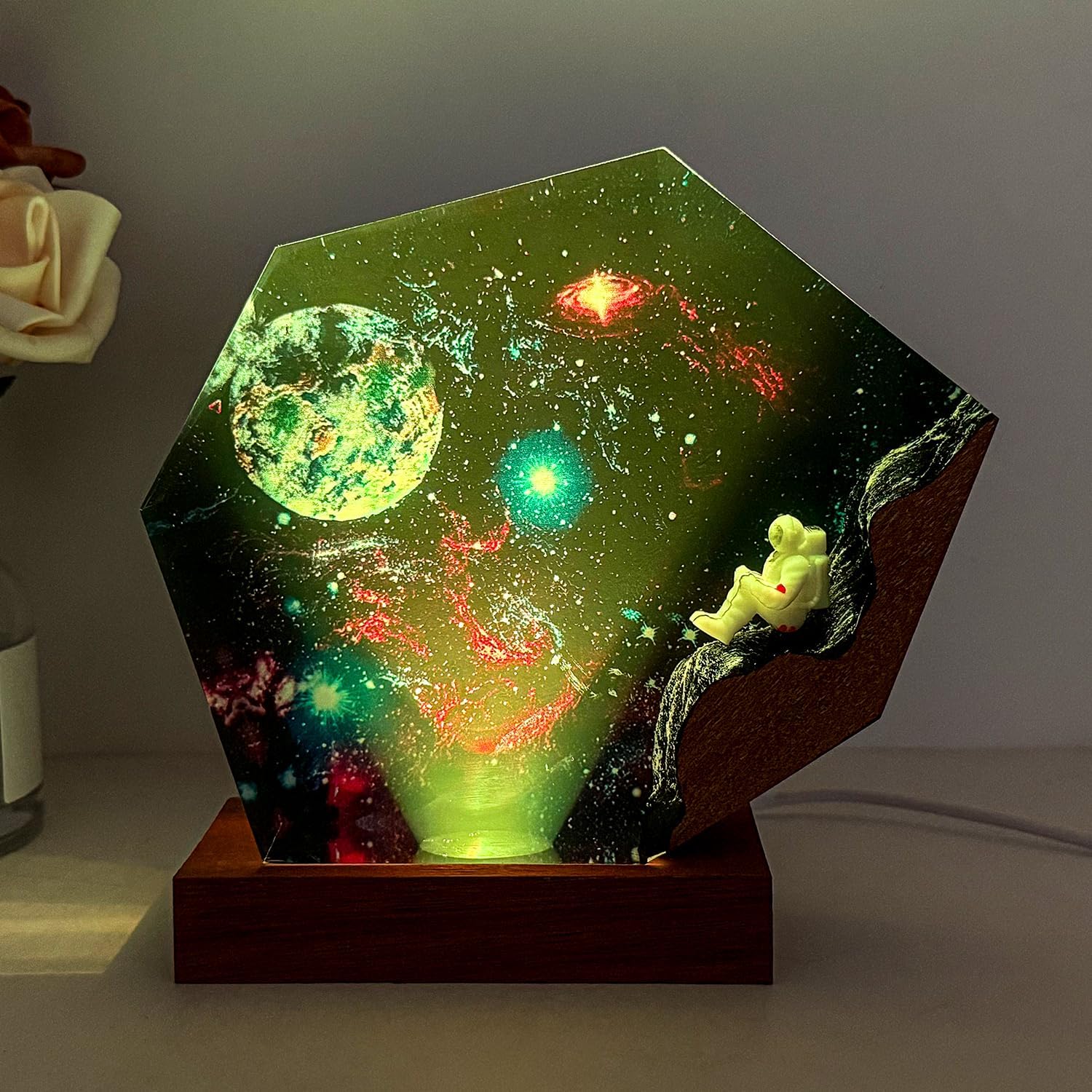 Space Resin Lamp, Handmade Resin Night Light for Office Bedroom Hotel Decor image 3