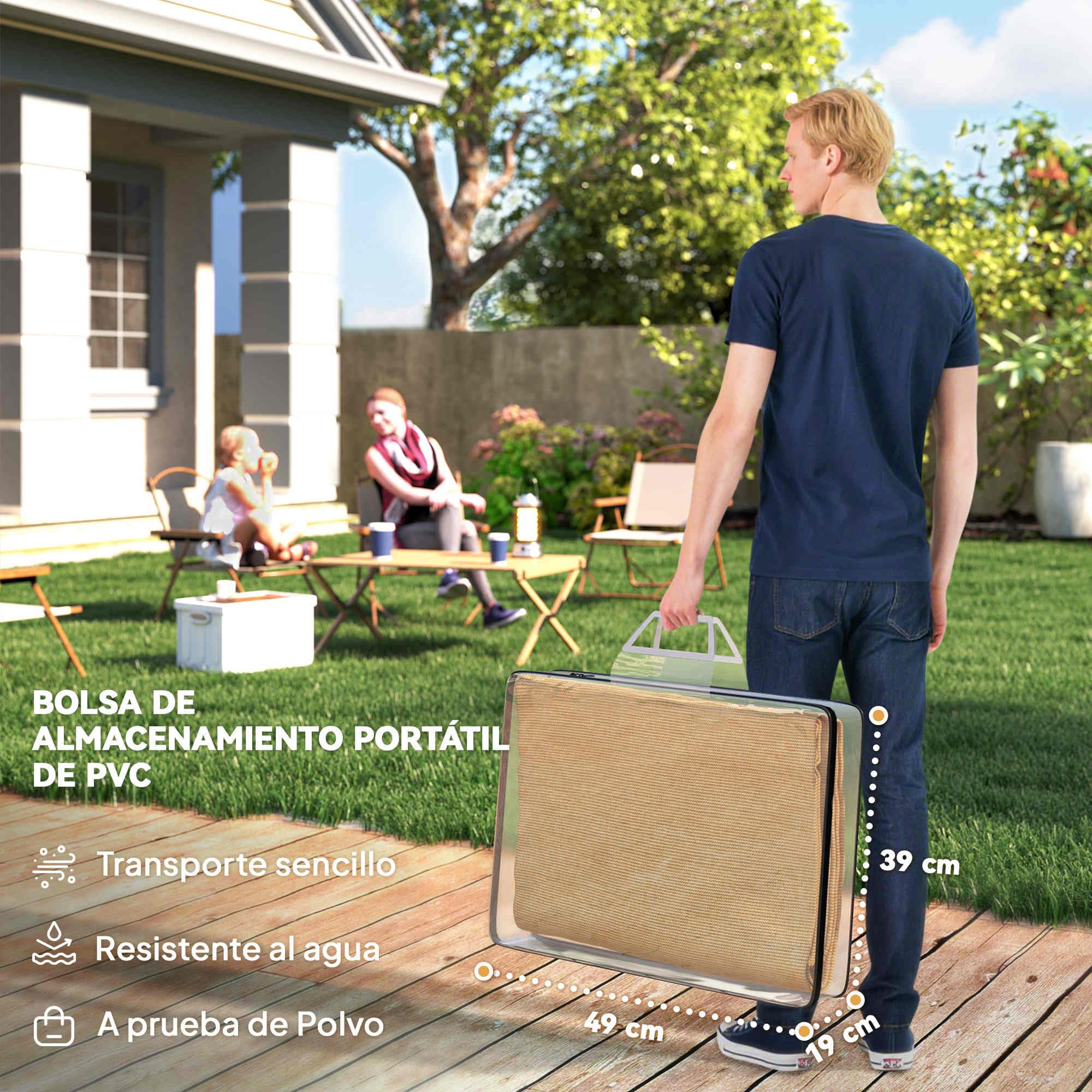 Outsunny Toldo Vela de Sombra Rectangular 4x6 m Toldo de Terraza de HDPE con Anti-UV Anillo de Acero Inoxidable y Cuerdas de Nylon para Jardín Patio Arena