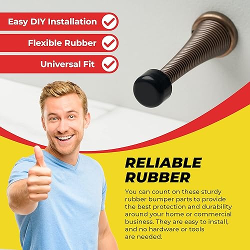Miniatura 7 de Puntas de repuesto de goma prémium para tope de puerta, parachoques de puerta, tapas de bisagra de resorte para protección de pared y piso, tamaño
