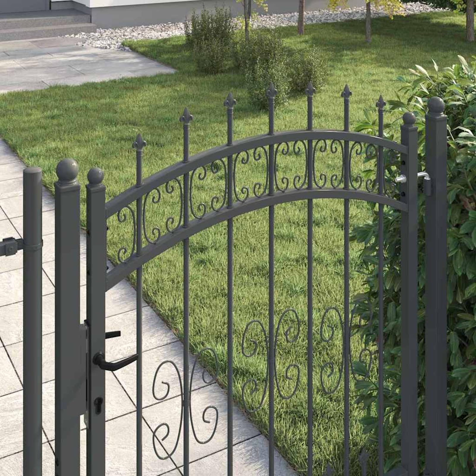 Cancello con Punta a Lancia KAMPEN 103 x 175 cm Acciaio Grigio