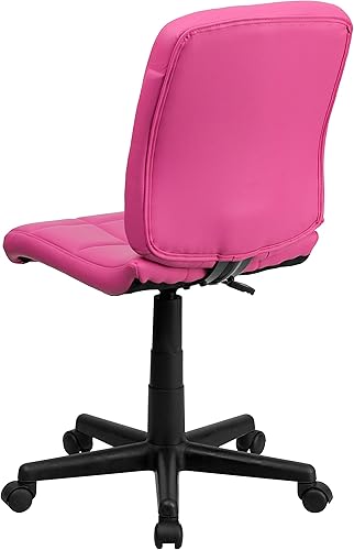 Miniatura 5 de Flash Furniture - Silla giratoria de respaldo medio de vinilo, acolchada, color negro Rosado,Gris,Negro