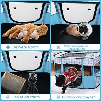 Amazon.com : Portable Pet Playpen Cat Cages Indoor， 27.6