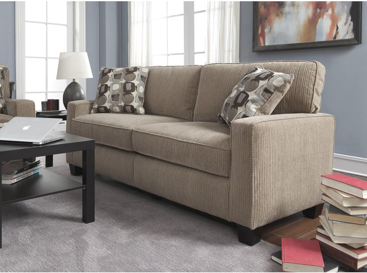 Beige Linen 78" Sofa with Removable Cushions