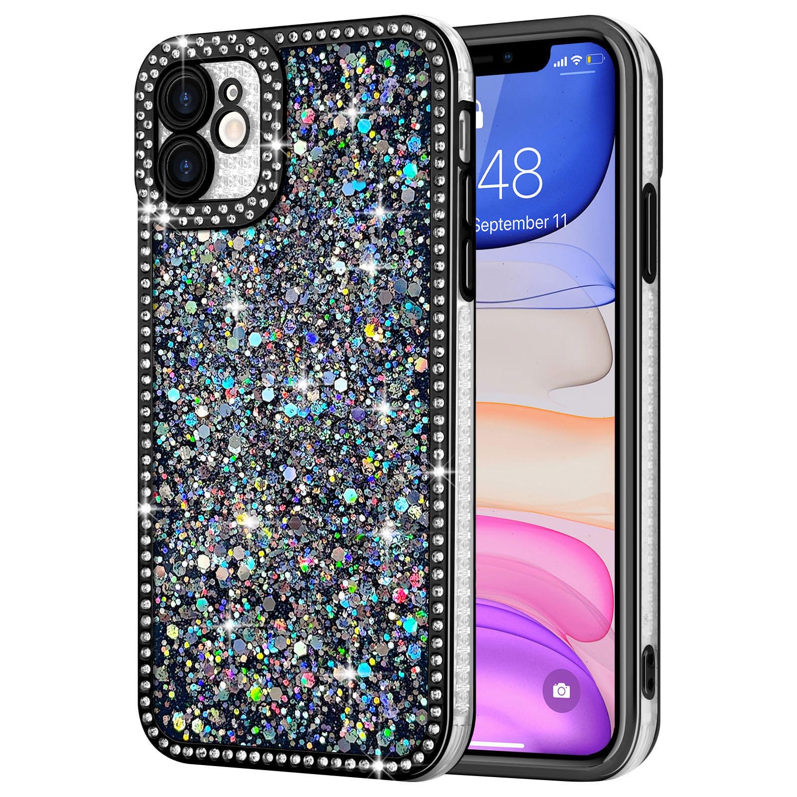 Lafunda for iPhone 11 Case Glitter, Luxury Shiny Bling Sparkly Phone Cover with Crystal Diamonds Rhinestone for Women Girls Soft TPU Slim Shockproof