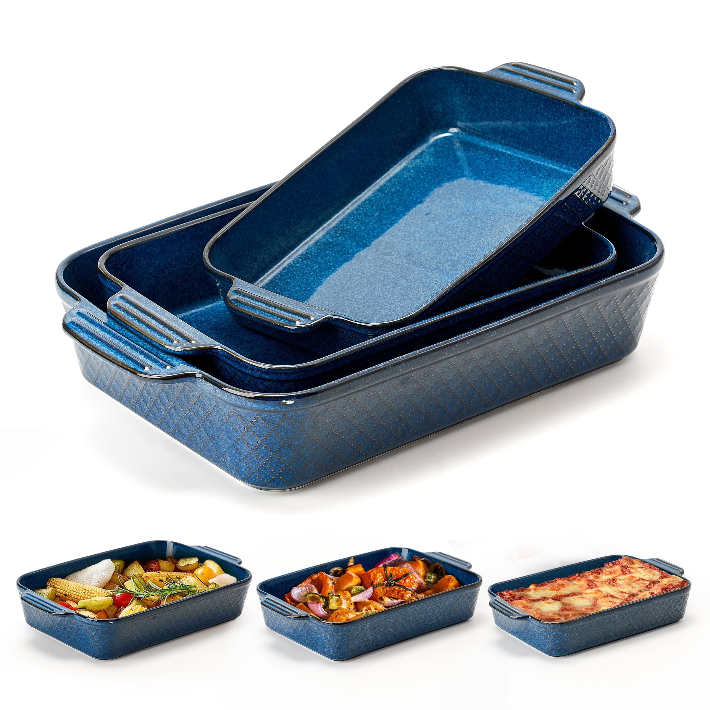 Amazon.com: Ceramic Baking Dish Set of 3, Casserole Dishes for