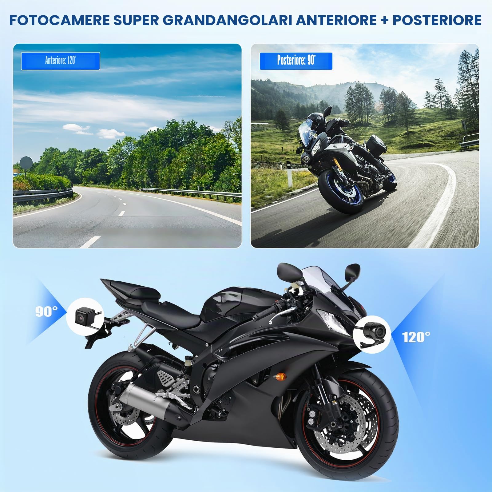 【NOVITÀ 2026】 CAMECHO Dashcam 1080P per moto con telecamera anteriore + posteriore, schermo IPS da 2 pollici Dashcam con IP65, rilevamento del movimento, monitoraggio del parcheggio per tutte le moto