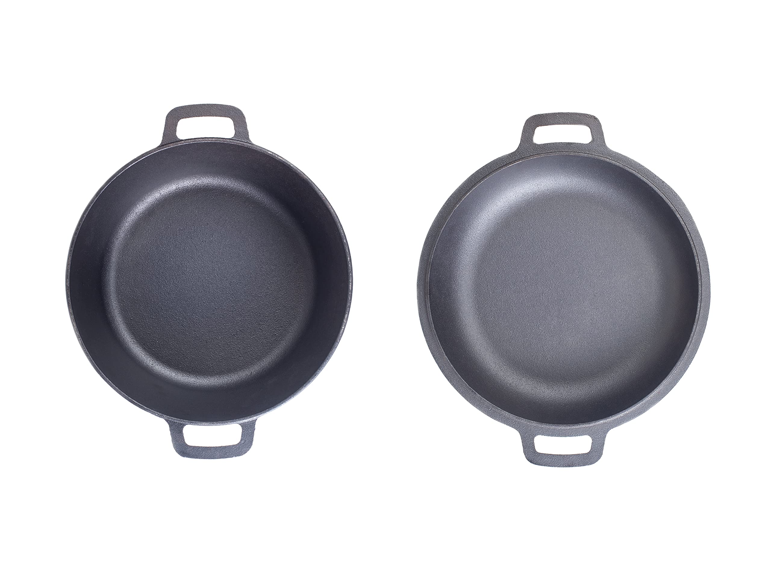 Hanseküche Żeliwny garnek – już wypalony garnek do pieczenia chleba o średnicy 26 cm – wysokiej jakości zestaw 2 w 1 z patelnią, garnek do duszenia, garnek żeliwny do pieczenia chleba, grill garnkowy,