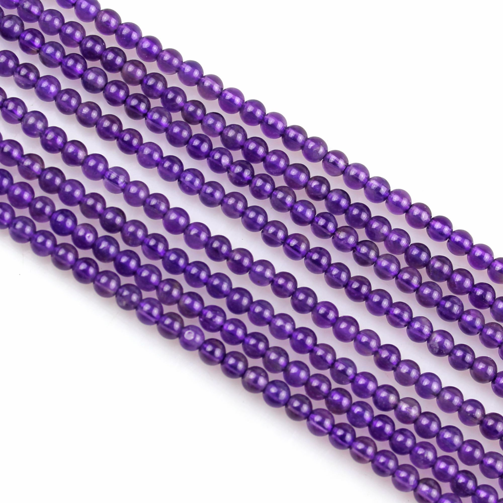 MJDCB 225pcs Natural Small Stone Beads 3mm Amethyst Round Smooth Loose Gemstone Bead for Jewelry Making Bracelets Earrings Necklaces Accessories