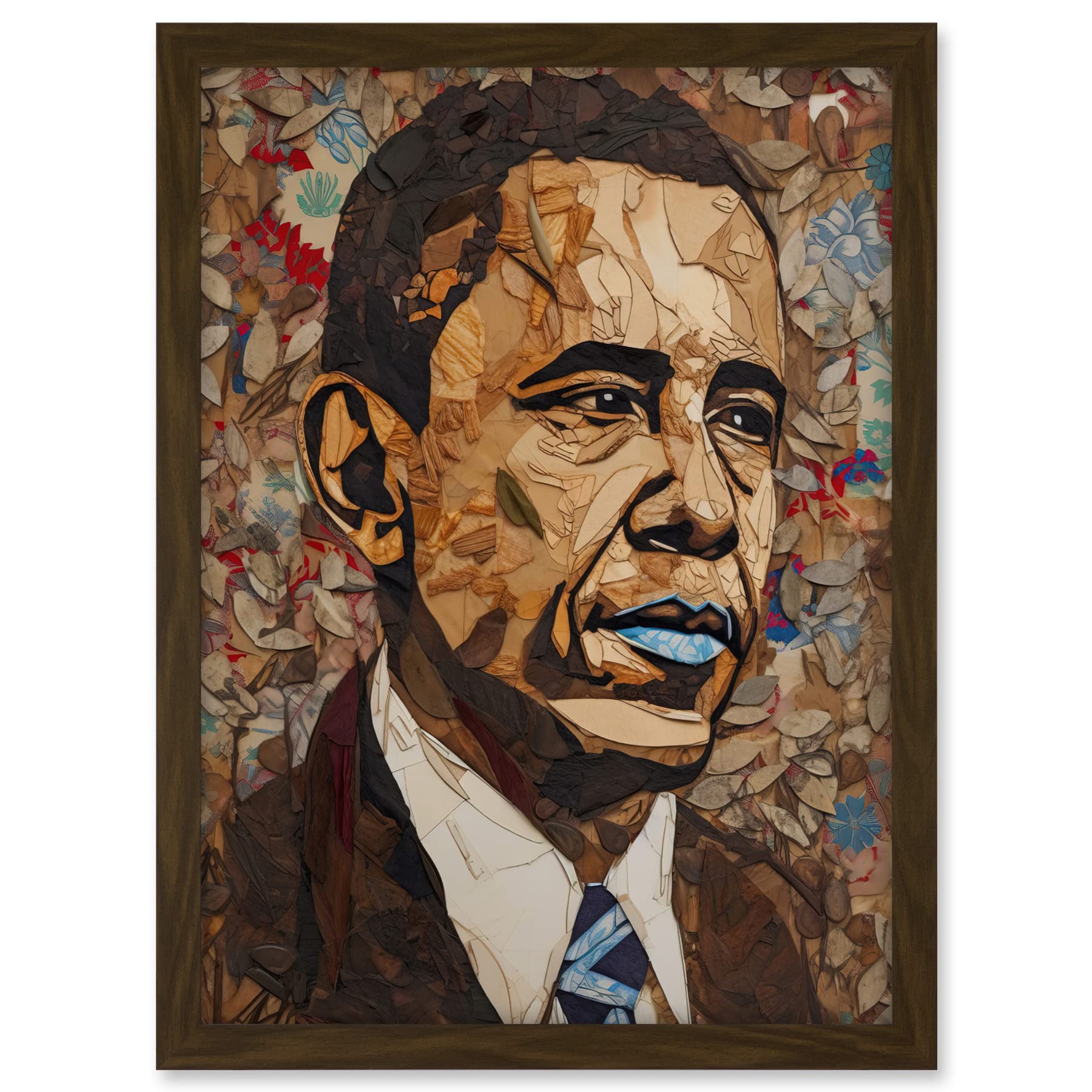 Artery8 Barack Obama Collage Art Portrait Artwork Framed A3 Wall Art Print